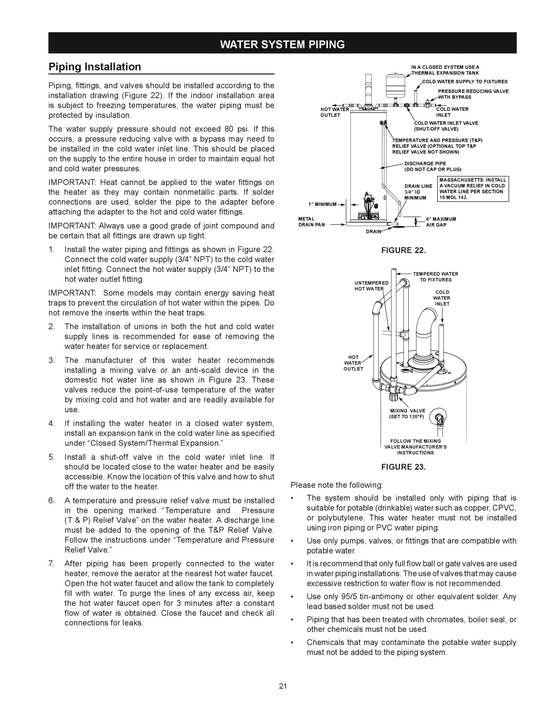 Kenmore 153.336472, 153.336372, 153.336333, 153.336382, 153.336433, 153.336482 Water System Piping, Piping Installation 