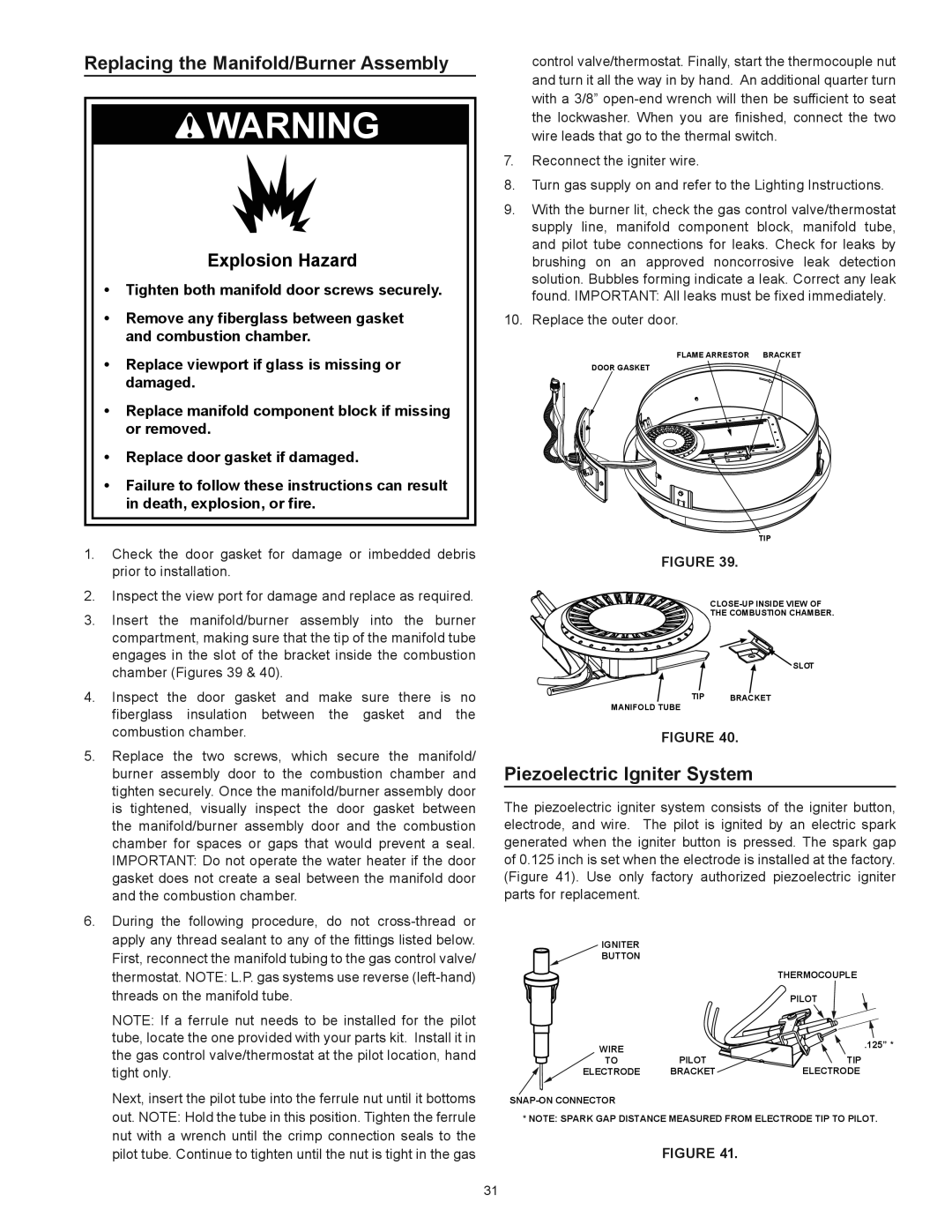 Kenmore 153.336333, 153.336372, 153.336382, 153.336472 Replacing the Manifold/Burner Assembly, Piezoelectric Igniter System 