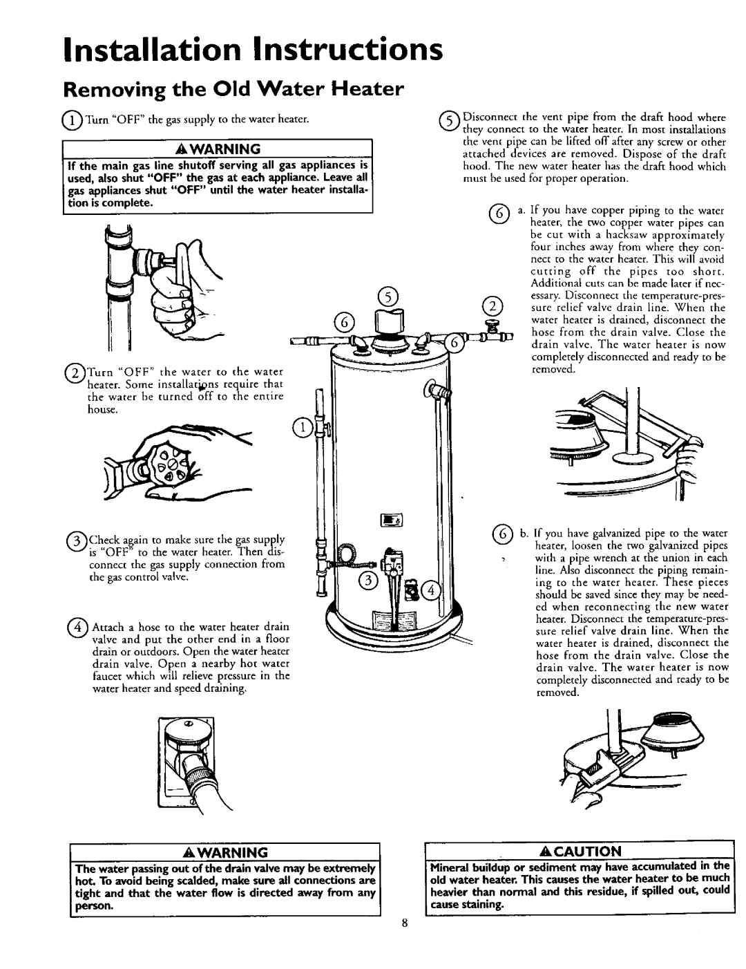 Kenmore 153.337072, 153.337002 owner manual Installation Instructions, Removing the Old Water Heater 