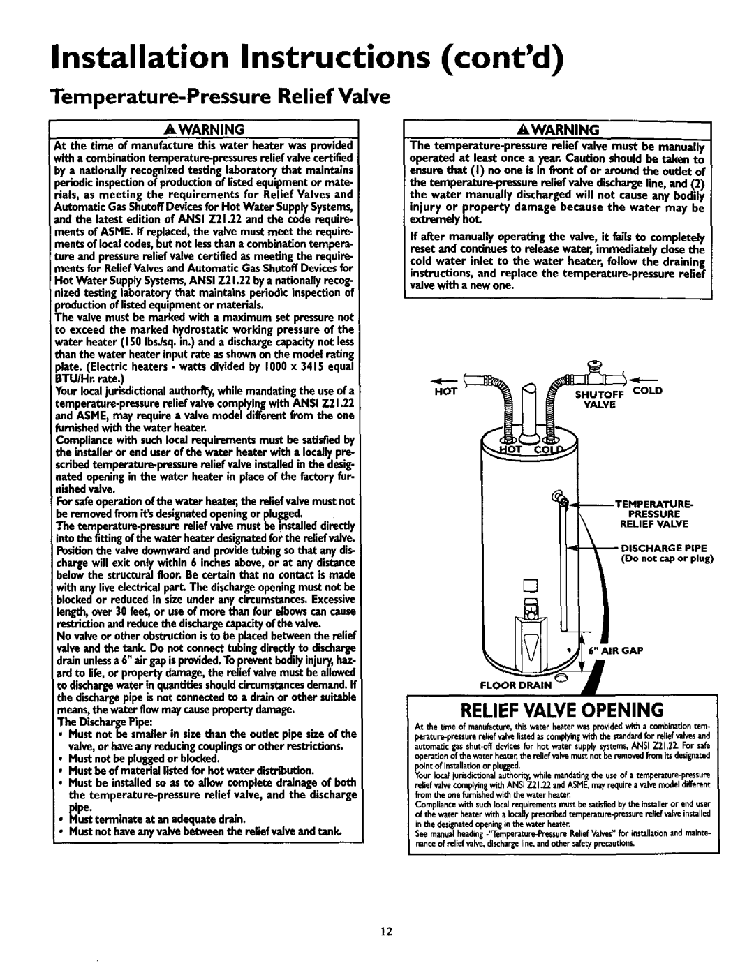 Kenmore 153.337114, 153.337863, 153.337963 BTU/Hr. rate, Iraln unlessa 6 air gapisprovided,To preventbodilyinjury,haz 