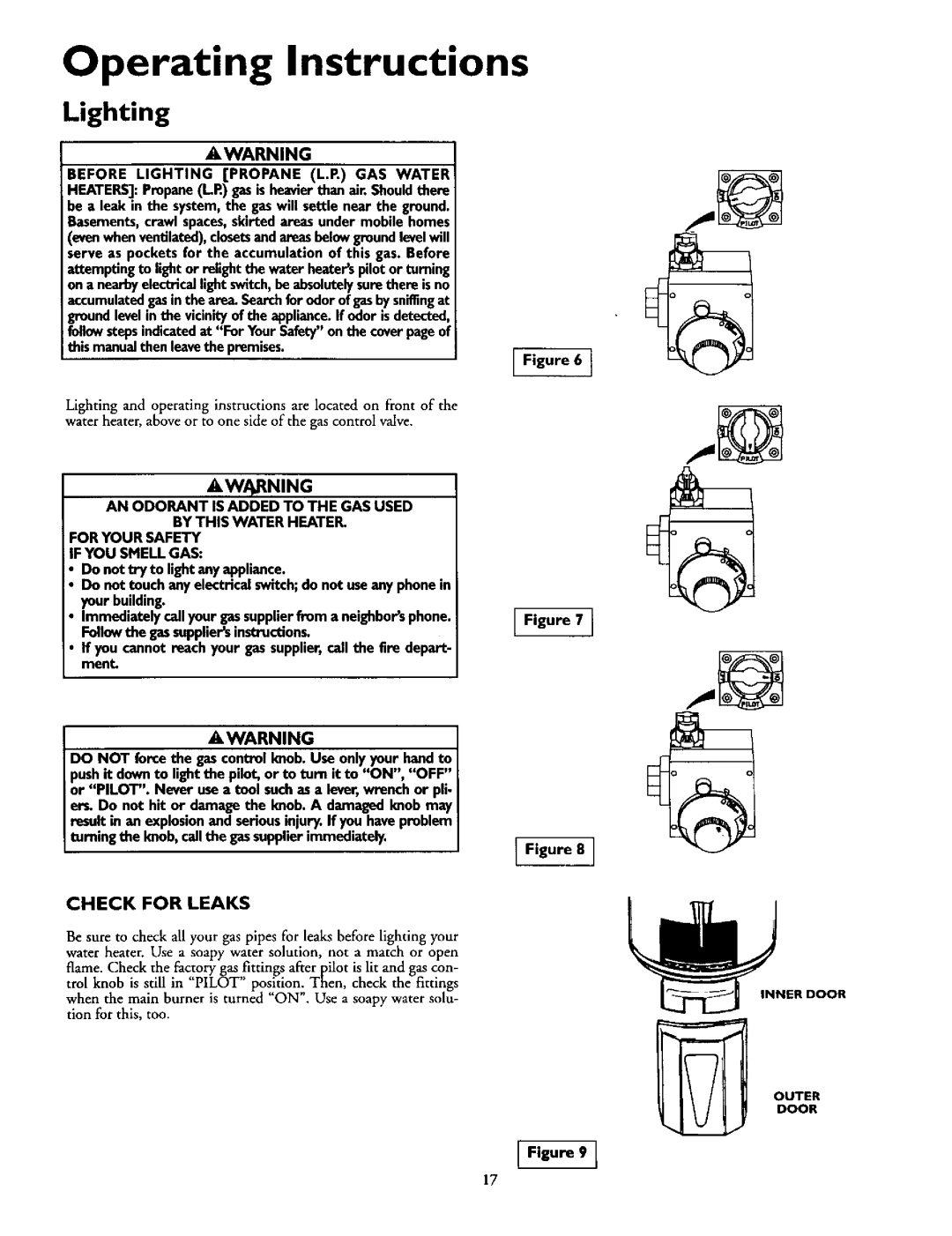 Kenmore 153.337463, 153.337863, 153.337963, 153.337962, 153.337414 Operating Instructions, Lighting, Check for Leaks 