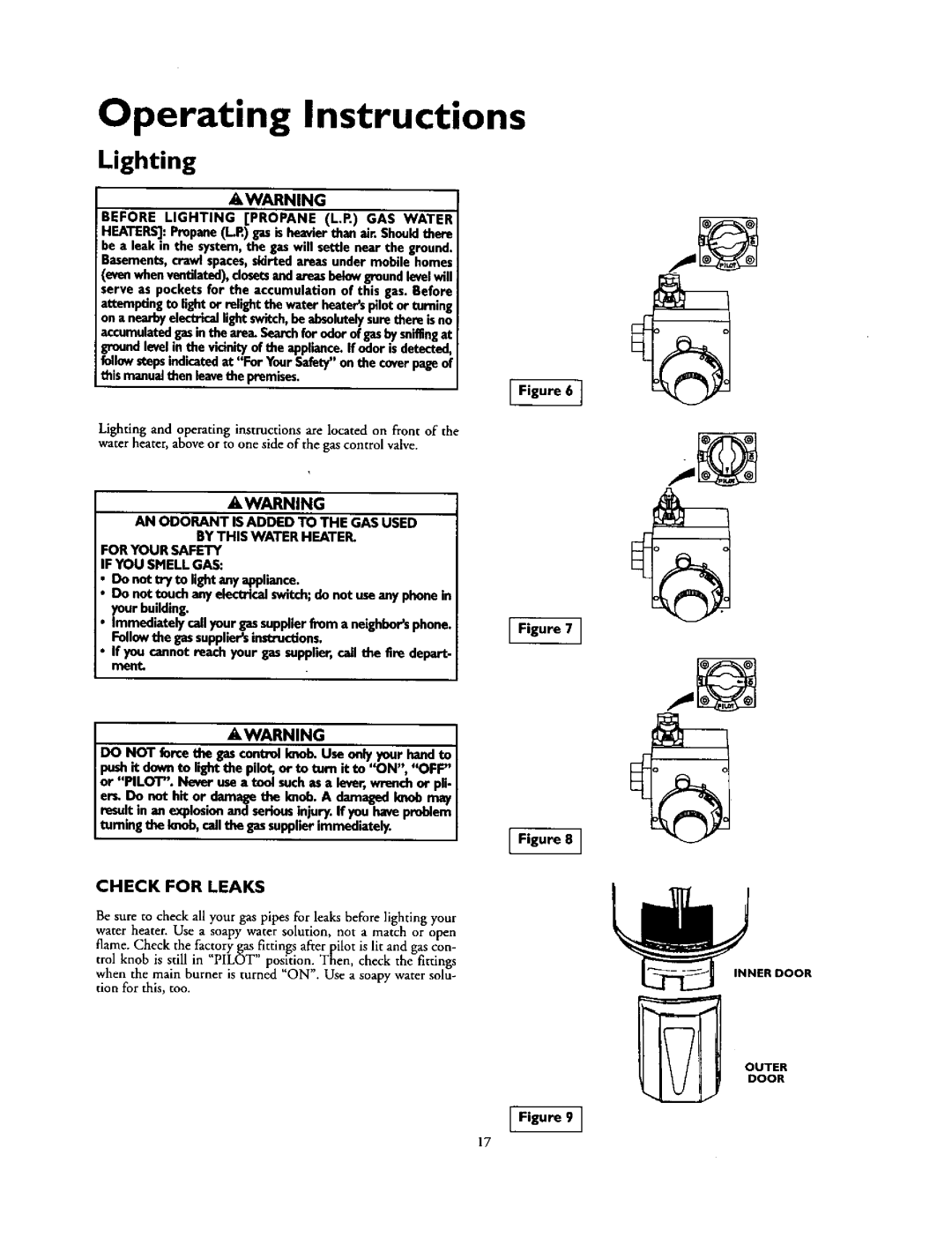 Kenmore 153.337413, 153.33796, 153.337862, 153.337562, 153.337362 Operating Instructions, Lighting, Check for Leaks 