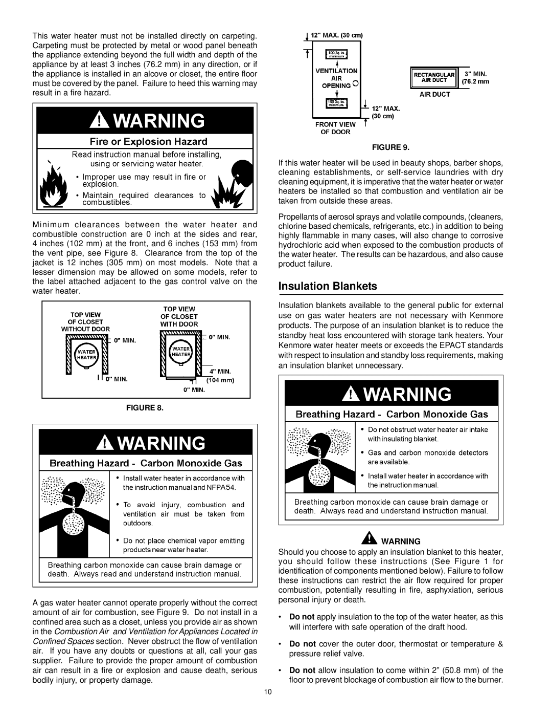 Kenmore 153.338003, 153.338073 owner manual Insulation Blankets 