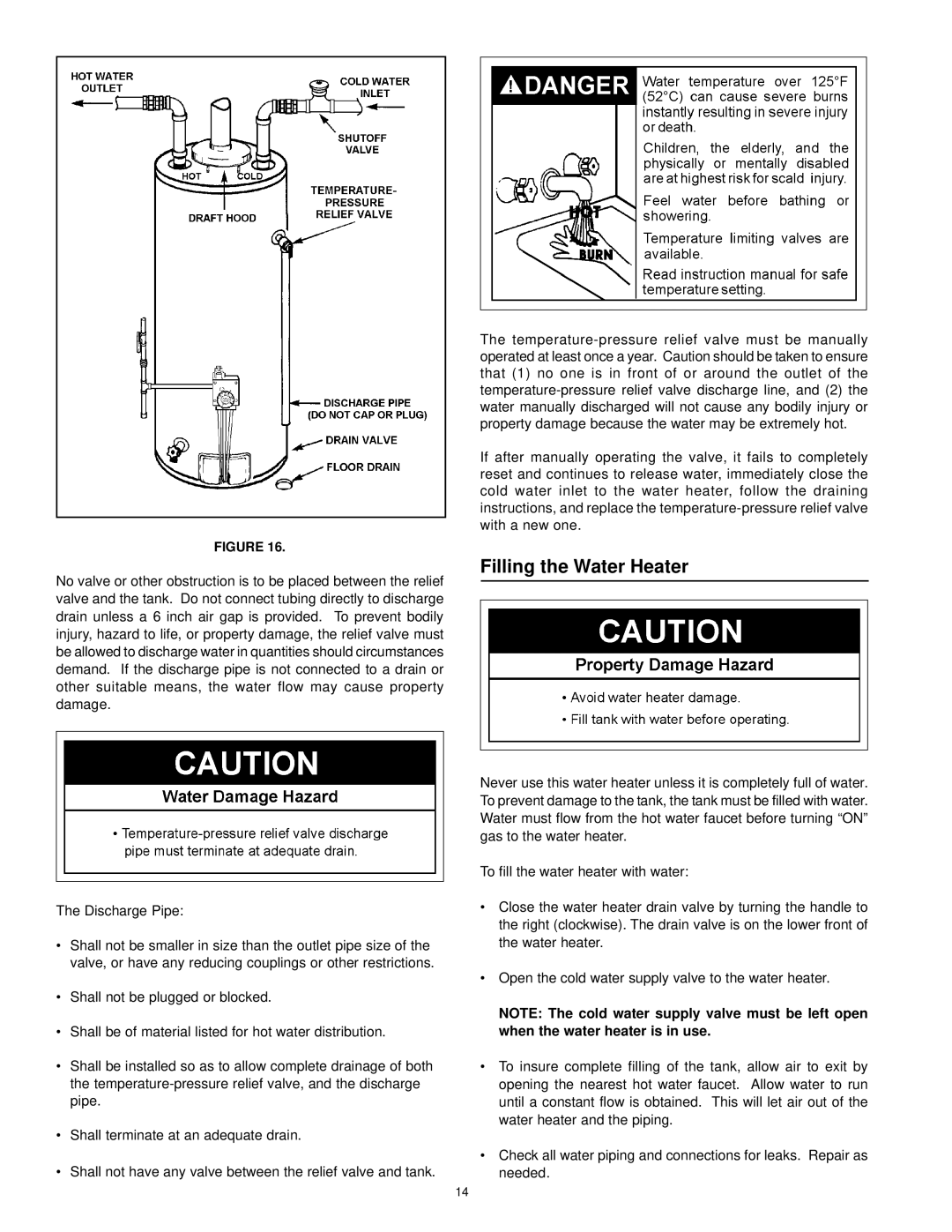 Kenmore 153.338003, 153.338073 owner manual Filling the Water Heater 