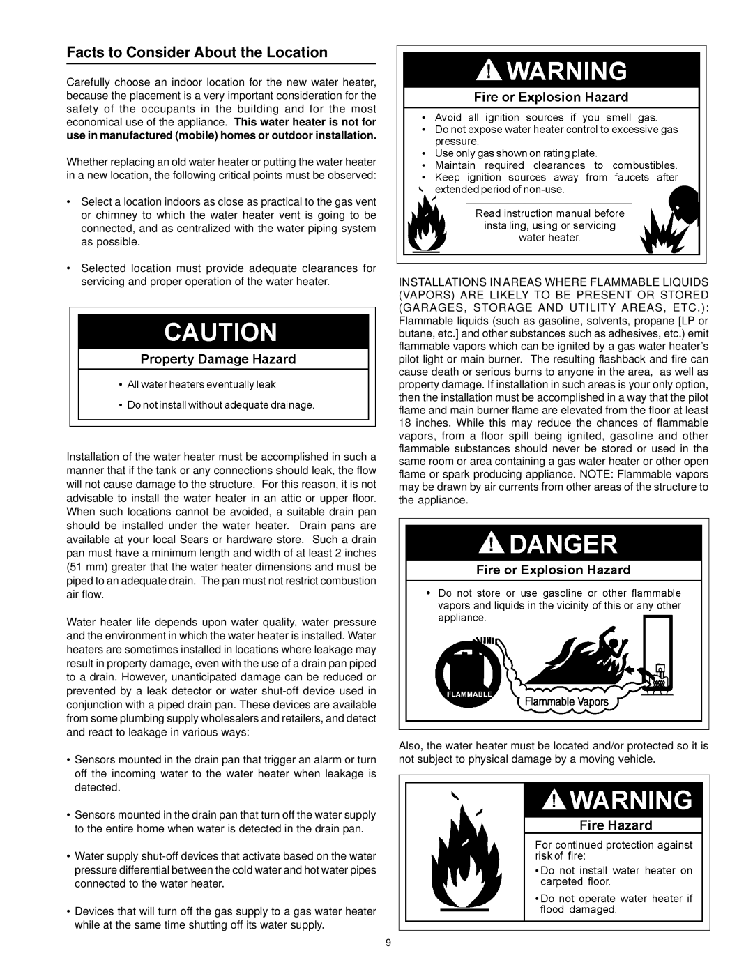 Kenmore 153.338073, 153.338003 owner manual Facts to Consider About the Location 