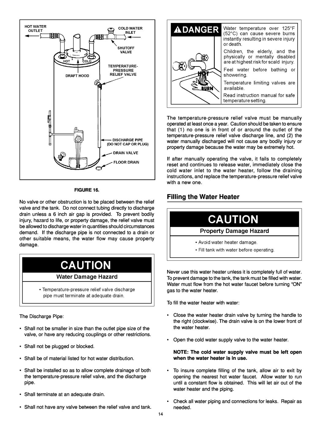 Kenmore 153.338003, 153.338073 owner manual Filling the Water Heater 