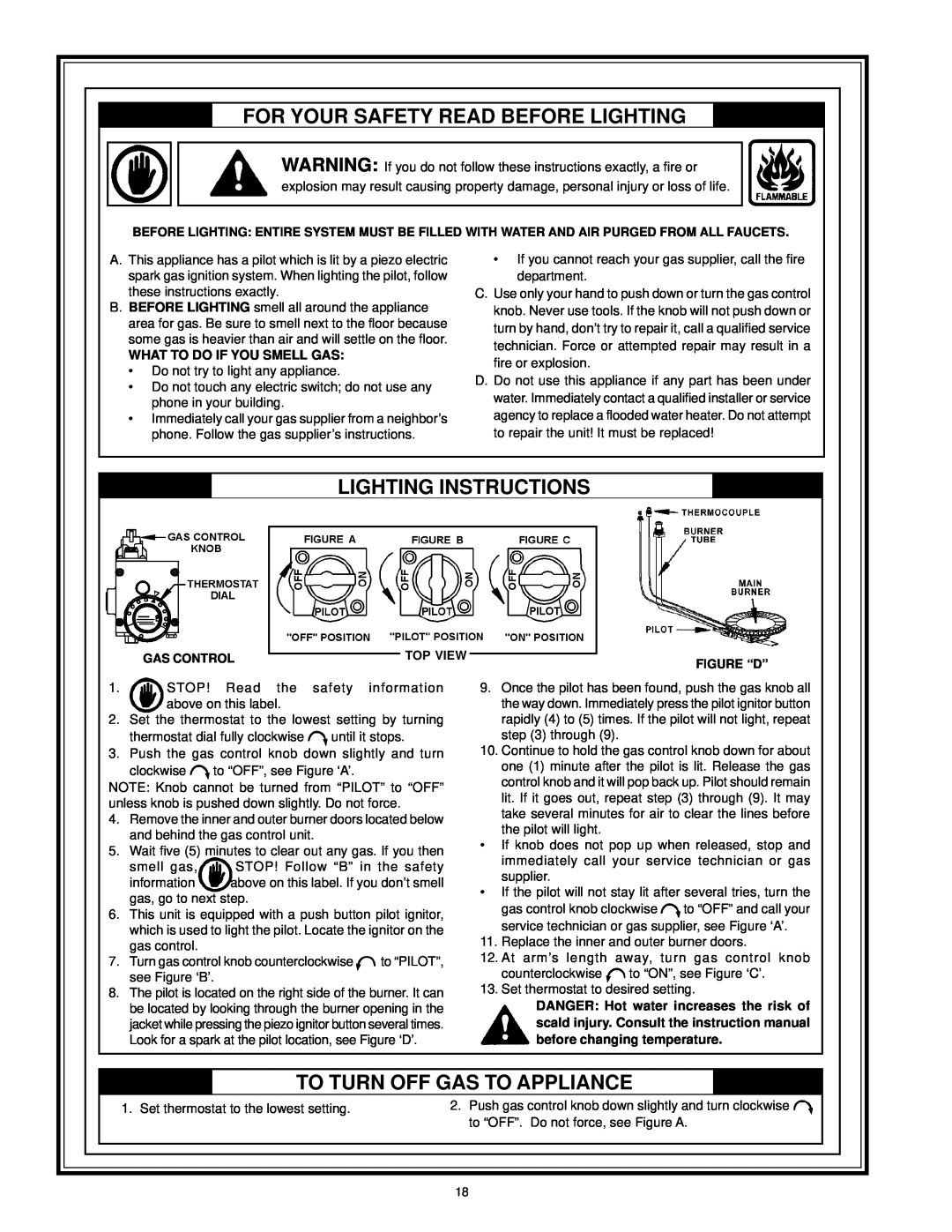 Kenmore 153.338003 For Your Safety Read Before Lighting, Lighting Instructions, To Turn Off Gas To Appliance, Gas Control 