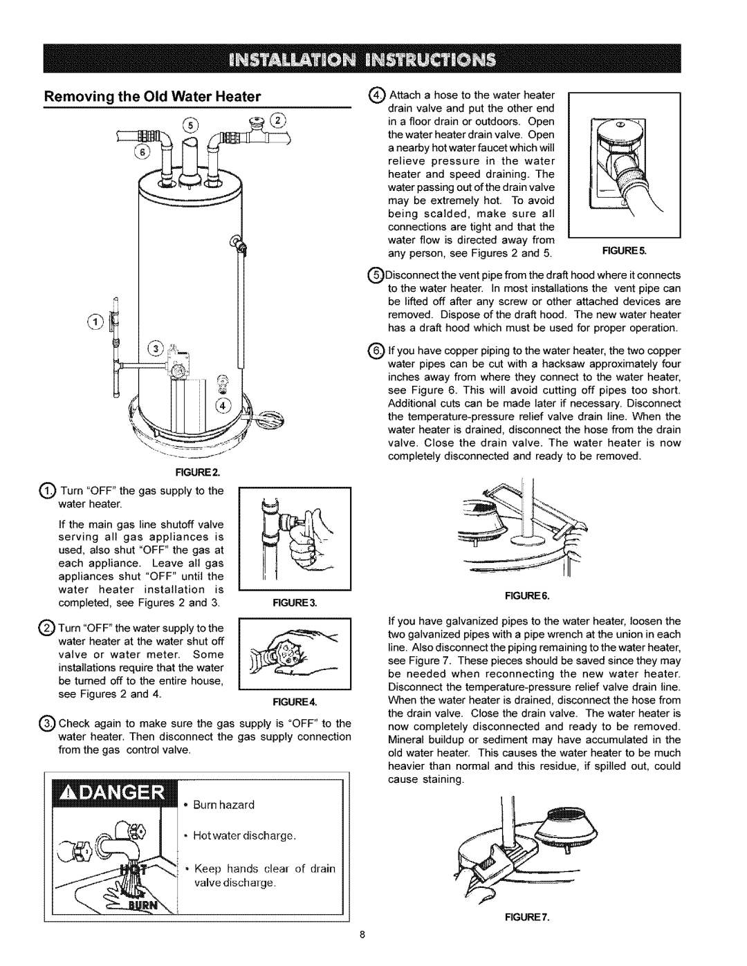 Kenmore 153.339210 HA, 153.33996, 153.33956 Removing the Old Water Heater, Turn OFF the gas supply to Water Heater 