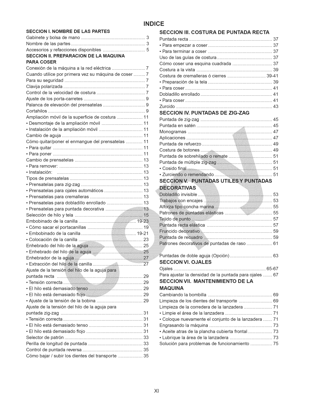 Kenmore 15358 owner manual Indice 