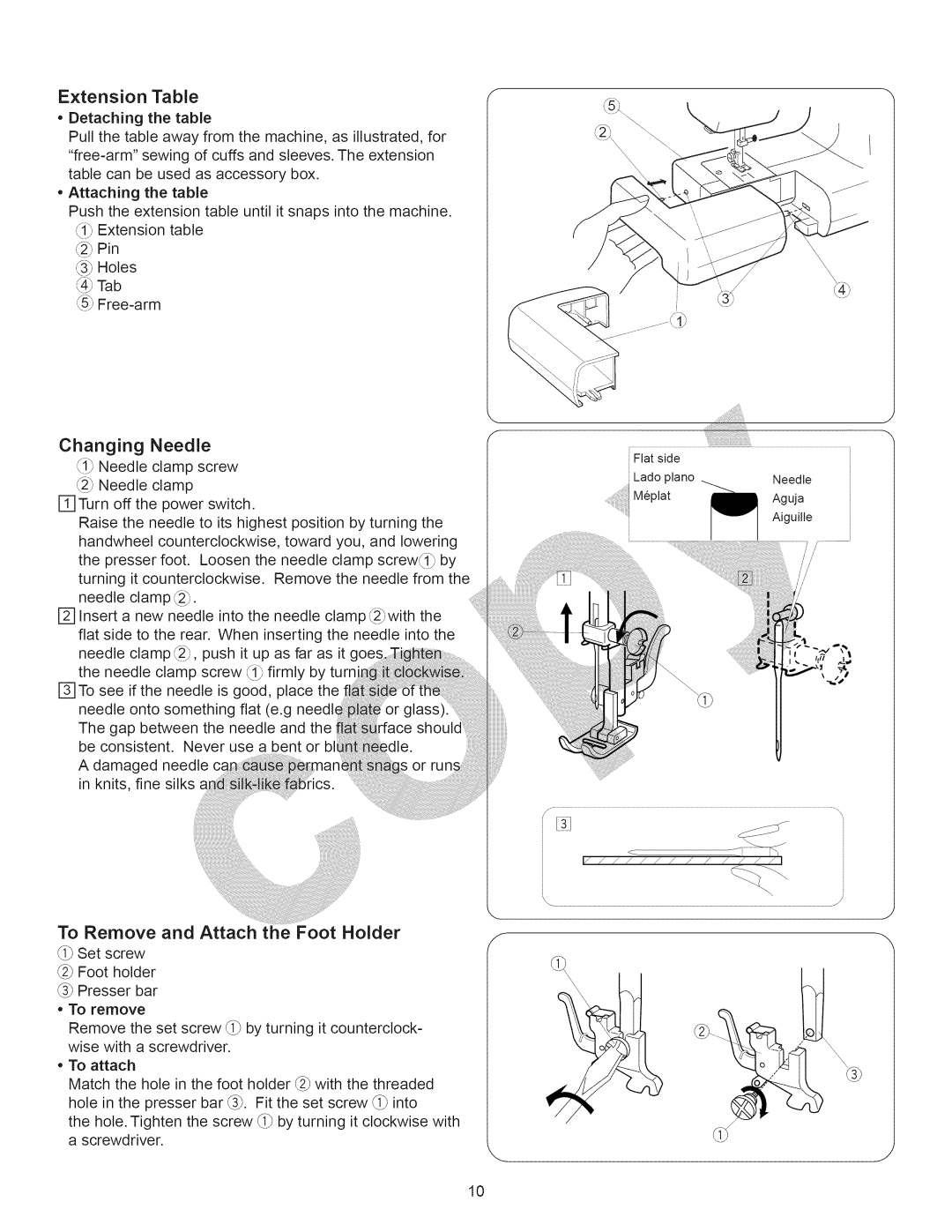 Kenmore 15358 owner manual Extension Table, Changing Needle, Free-arm 