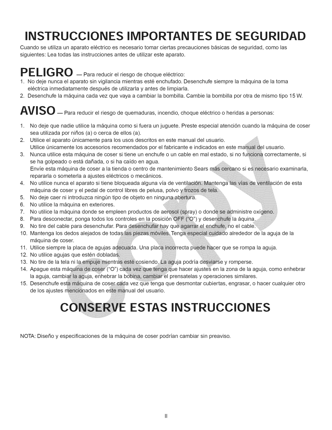 Kenmore 15358 owner manual Instrucciones Importantes DE Seguridad, La aguja 