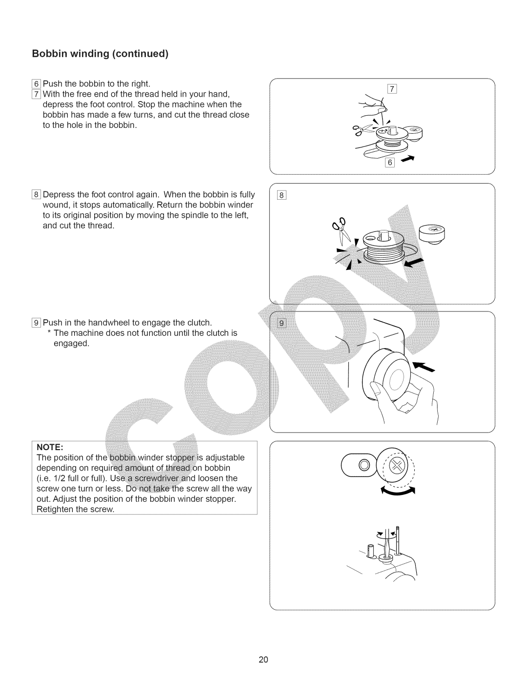 Kenmore 15358 owner manual Bobbin winding 