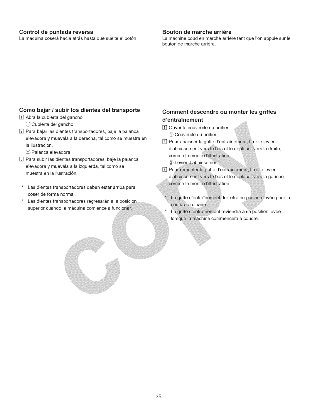 Kenmore 15358 owner manual Control de puntada reversa, Les 