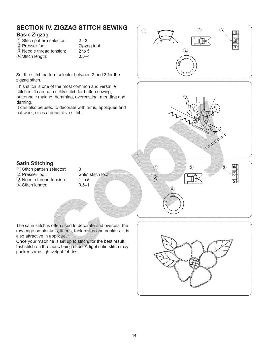 Kenmore 15358 owner manual Basic Zigzag, Satin Stitching, Pucker some lightweight Fabrics 