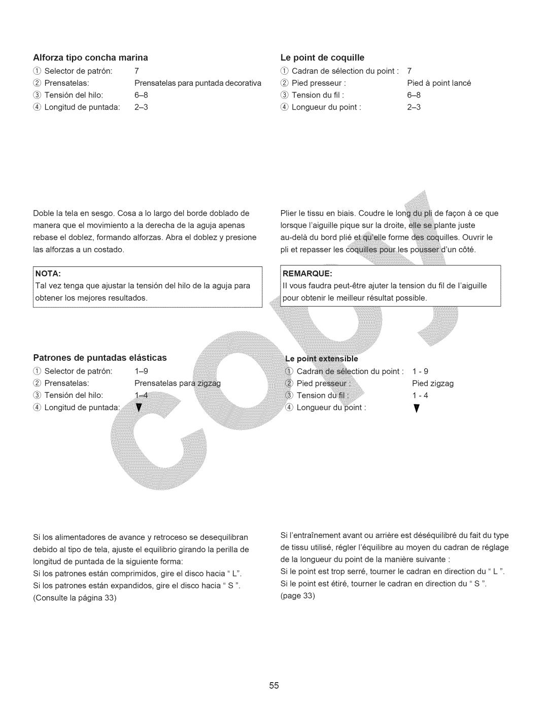 Kenmore 15358 owner manual Remarqui=, Patrones 