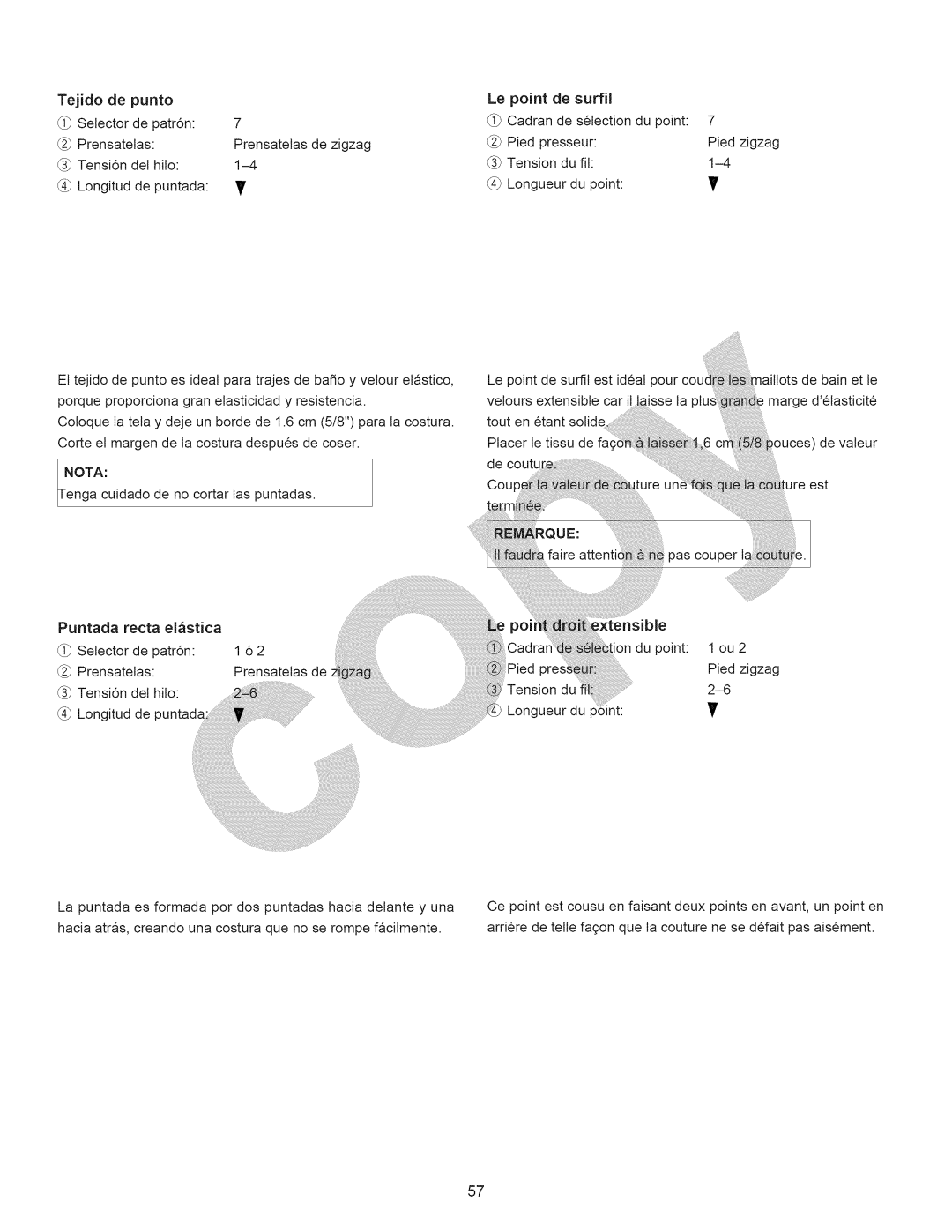 Kenmore 15358 owner manual Punto, Le point de surfil 