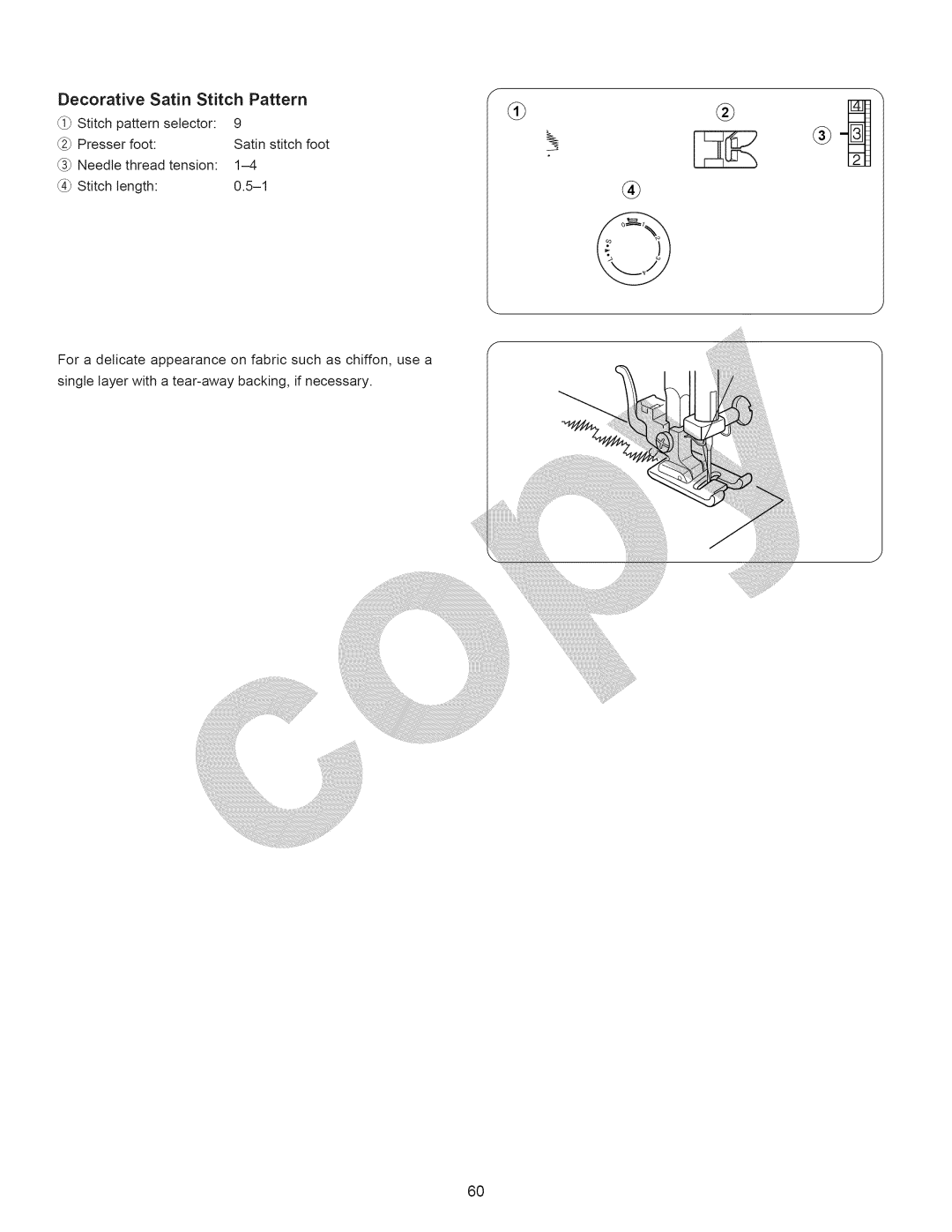 Kenmore 15358 owner manual Decorative Satin Stitch, Pattern 