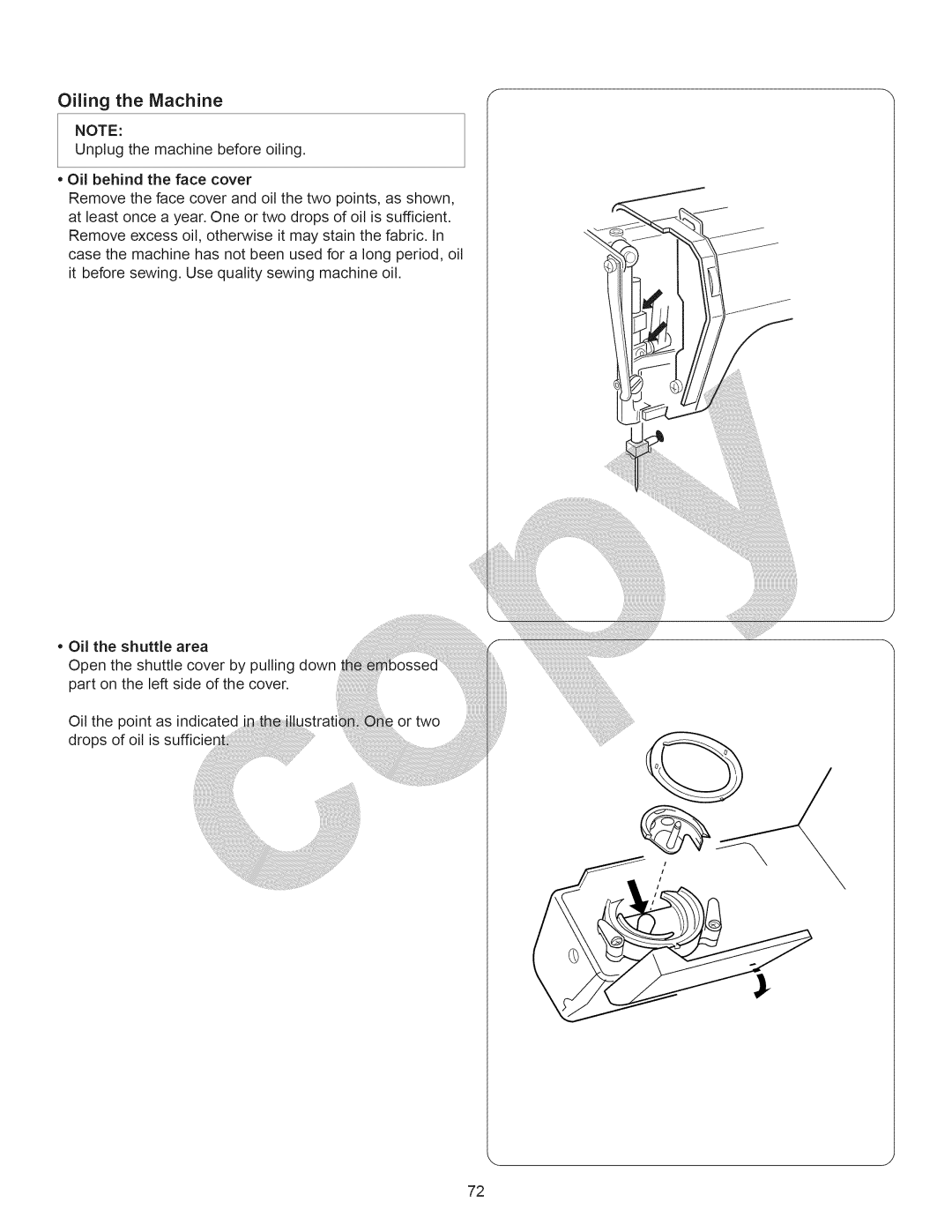 Kenmore 15358 owner manual Oiling the Machine 