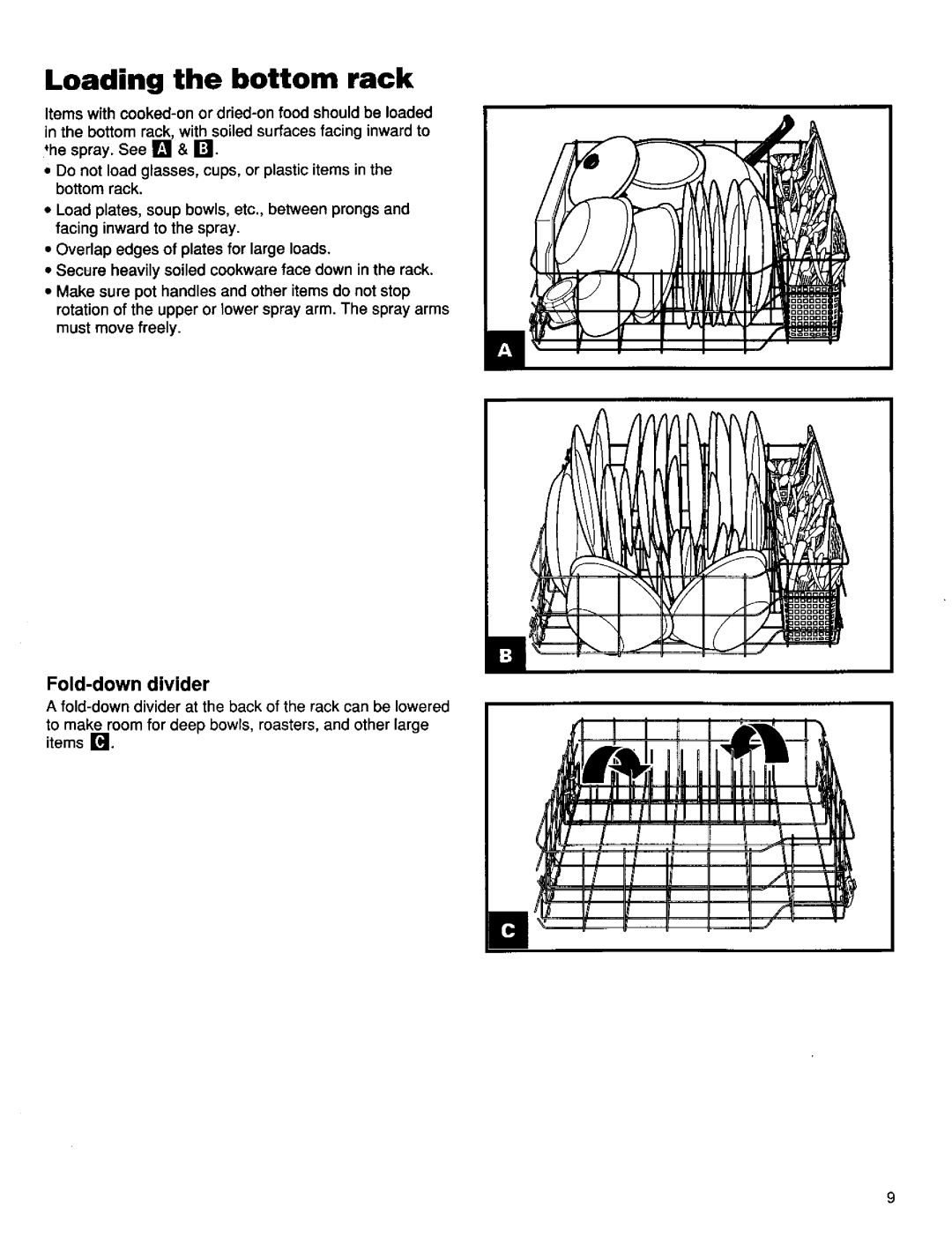 Kenmore 15831, 15835, 15838 manual Loading the bottom rack 