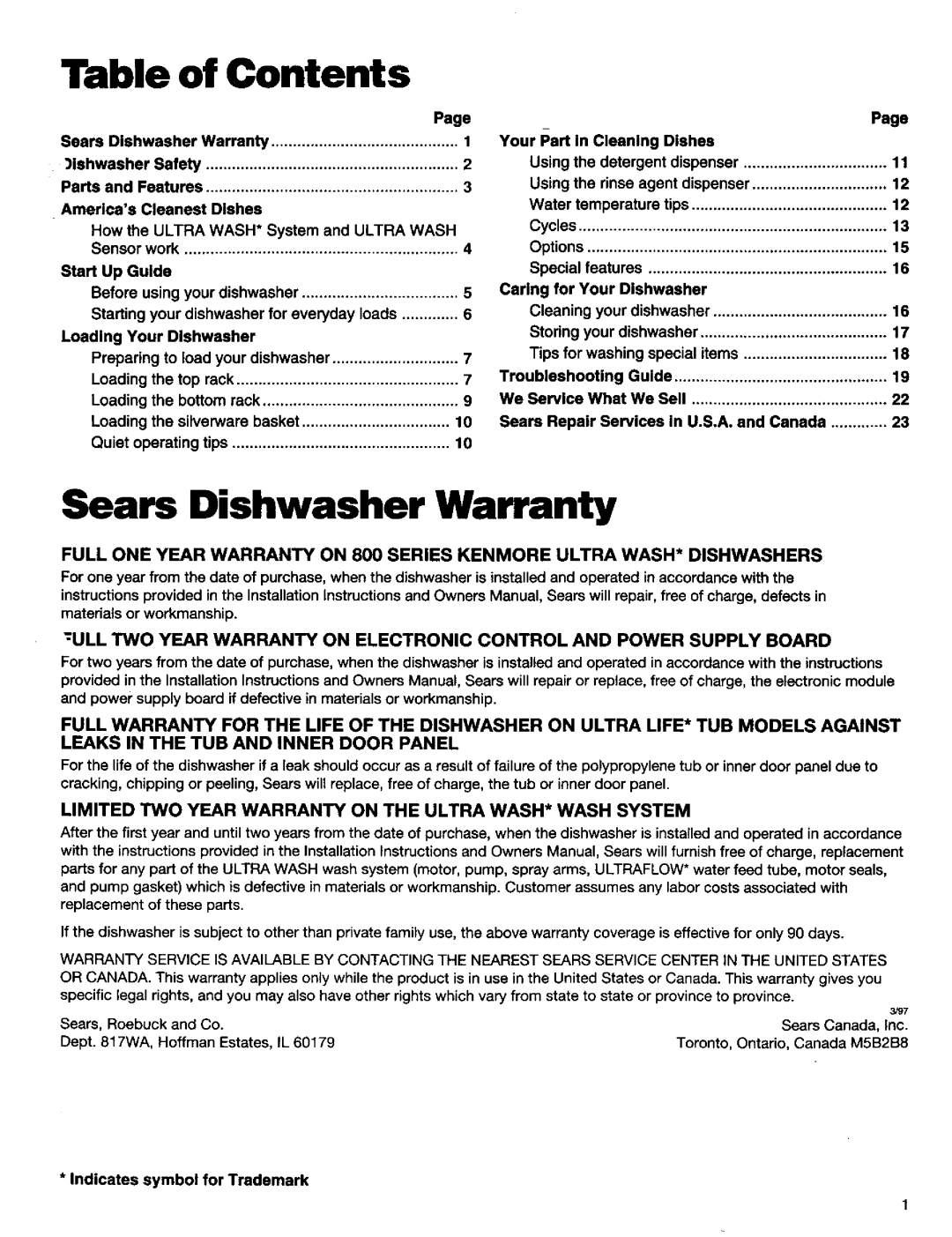 Kenmore 15838, 15835, 15831 manual Contents 