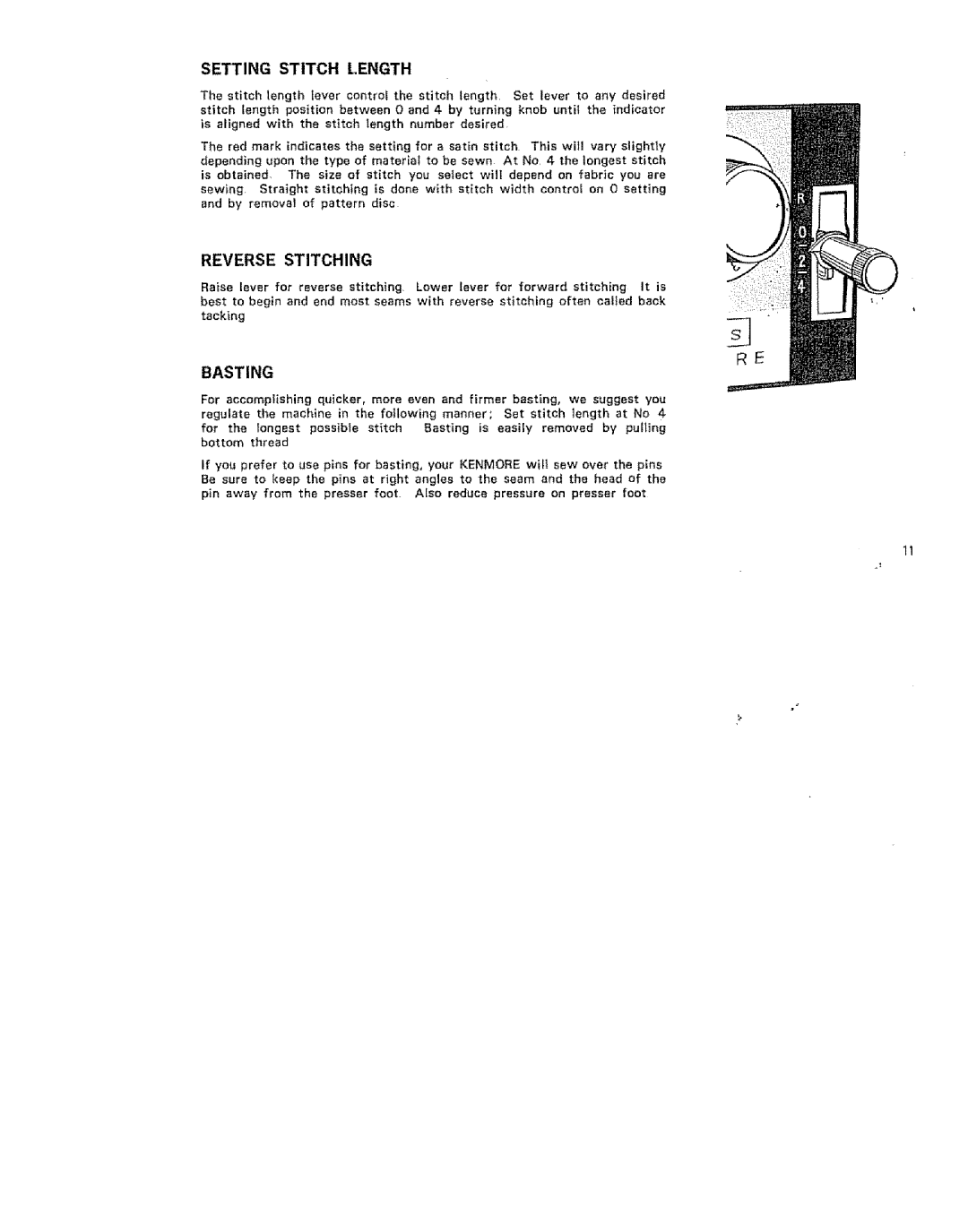 Kenmore 15/I649 manual Setting Stitch Length, Basting 