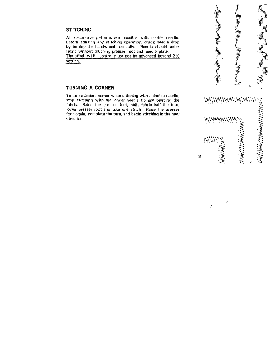 Kenmore 15/I649 manual Stitching, Turning a Corner 