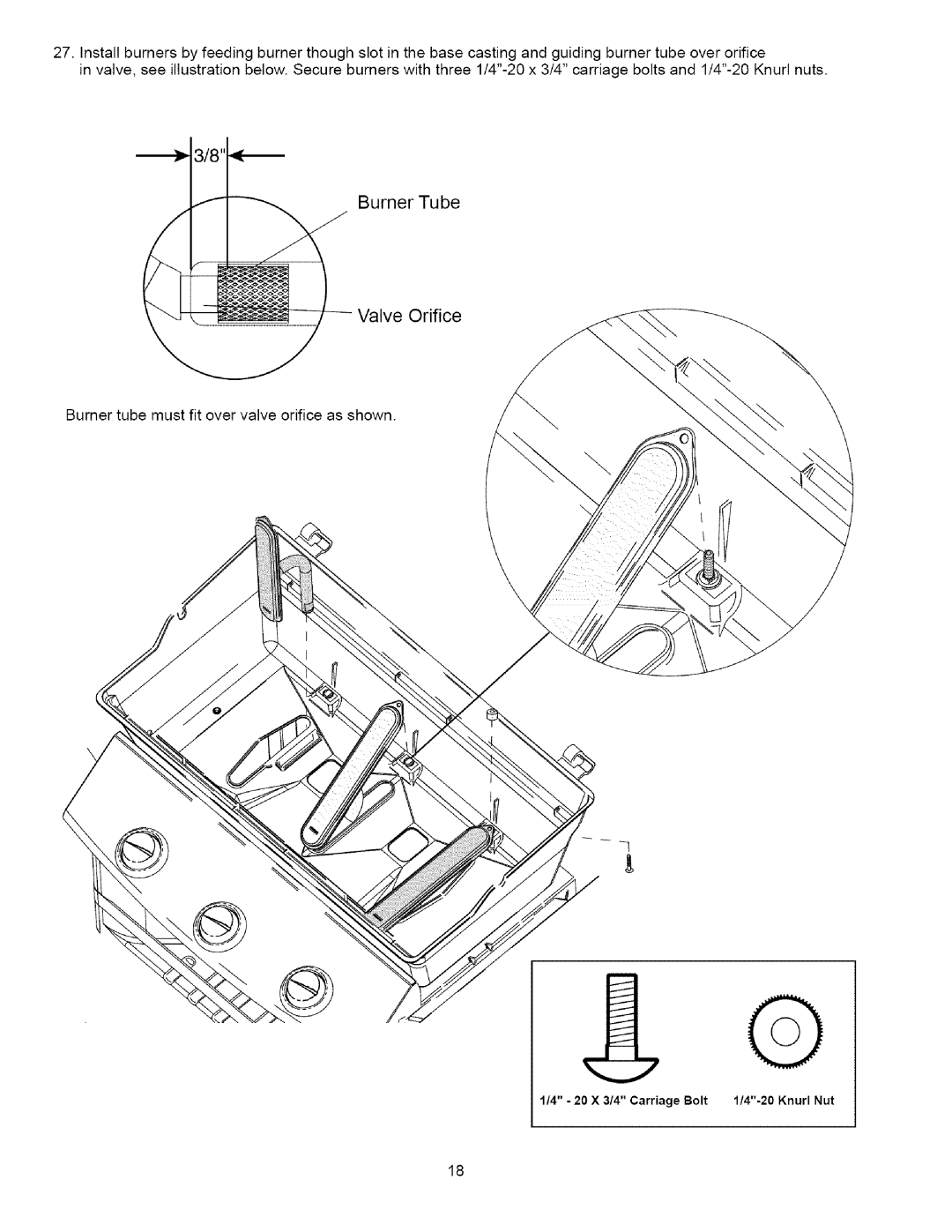 Kenmore 16238 manual Burner Tube Orifice 