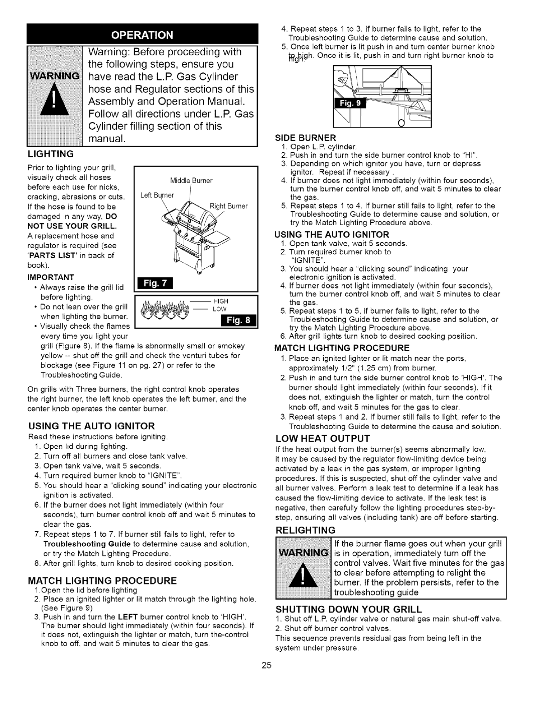 Kenmore 16238 manual High, Low 