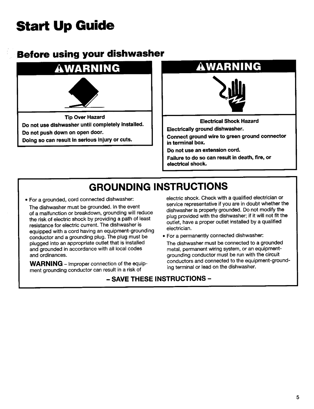 Kenmore 16795, 15795, 15791, 15798, 16798, 16791 manual Start Up Guide, Before using your dishwasher 