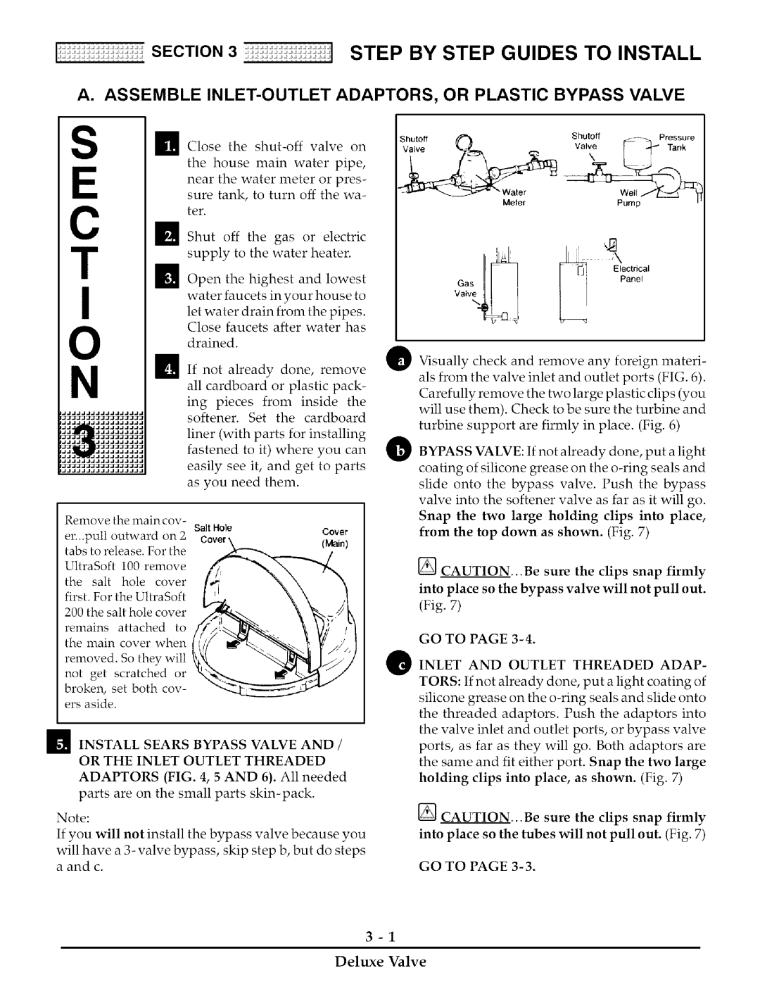 Kenmore 170, 275 Assemble INLET-OUTLET ADAPTORS, or Plastic Bypass Valve, GO to Inlet and Outlet Threaded Adap 