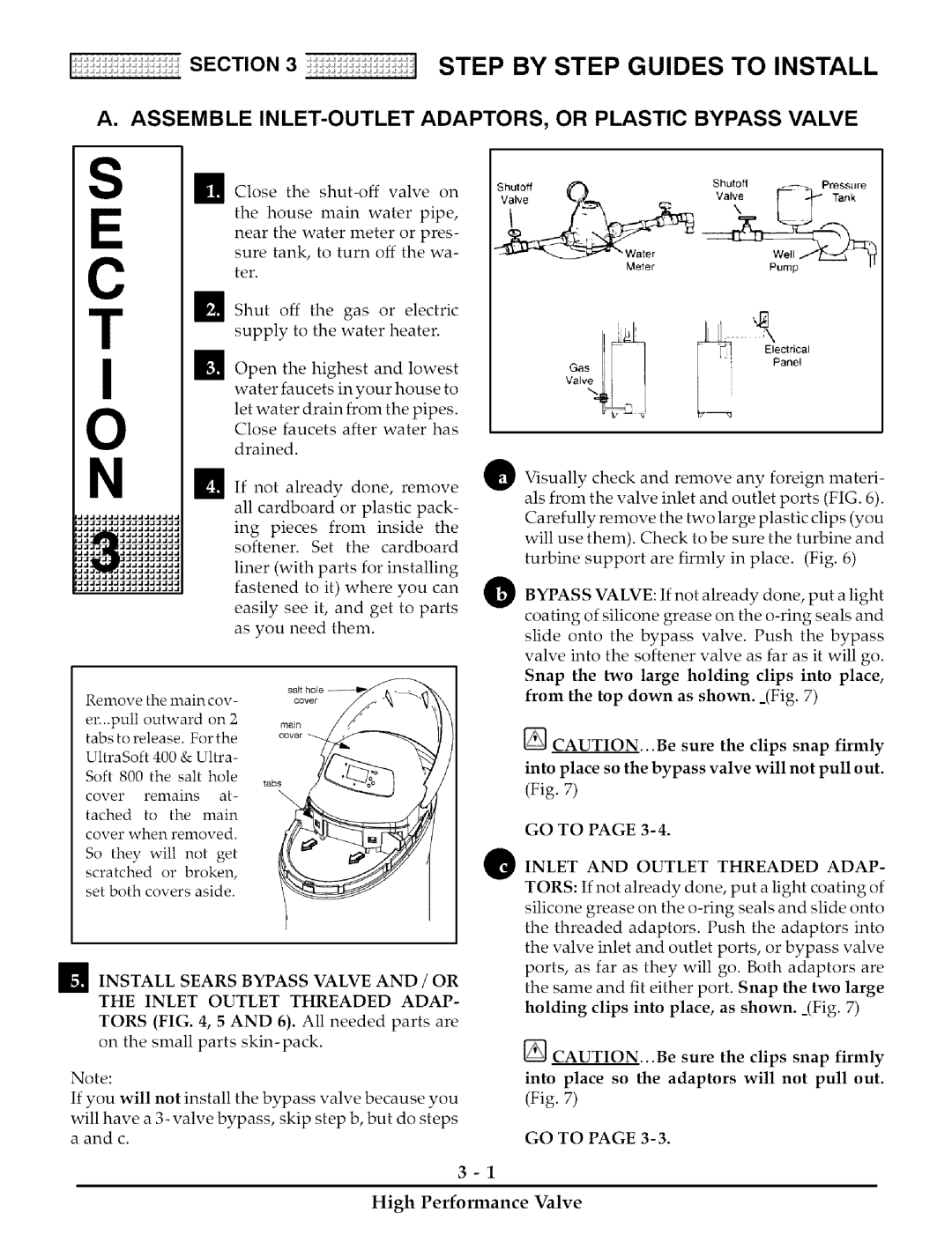 Kenmore 170, 275 Assemble INLET-OUTLET ADAPTORS, or Plastic Bypass Valve, Install Sears Bypass Valve and / or 