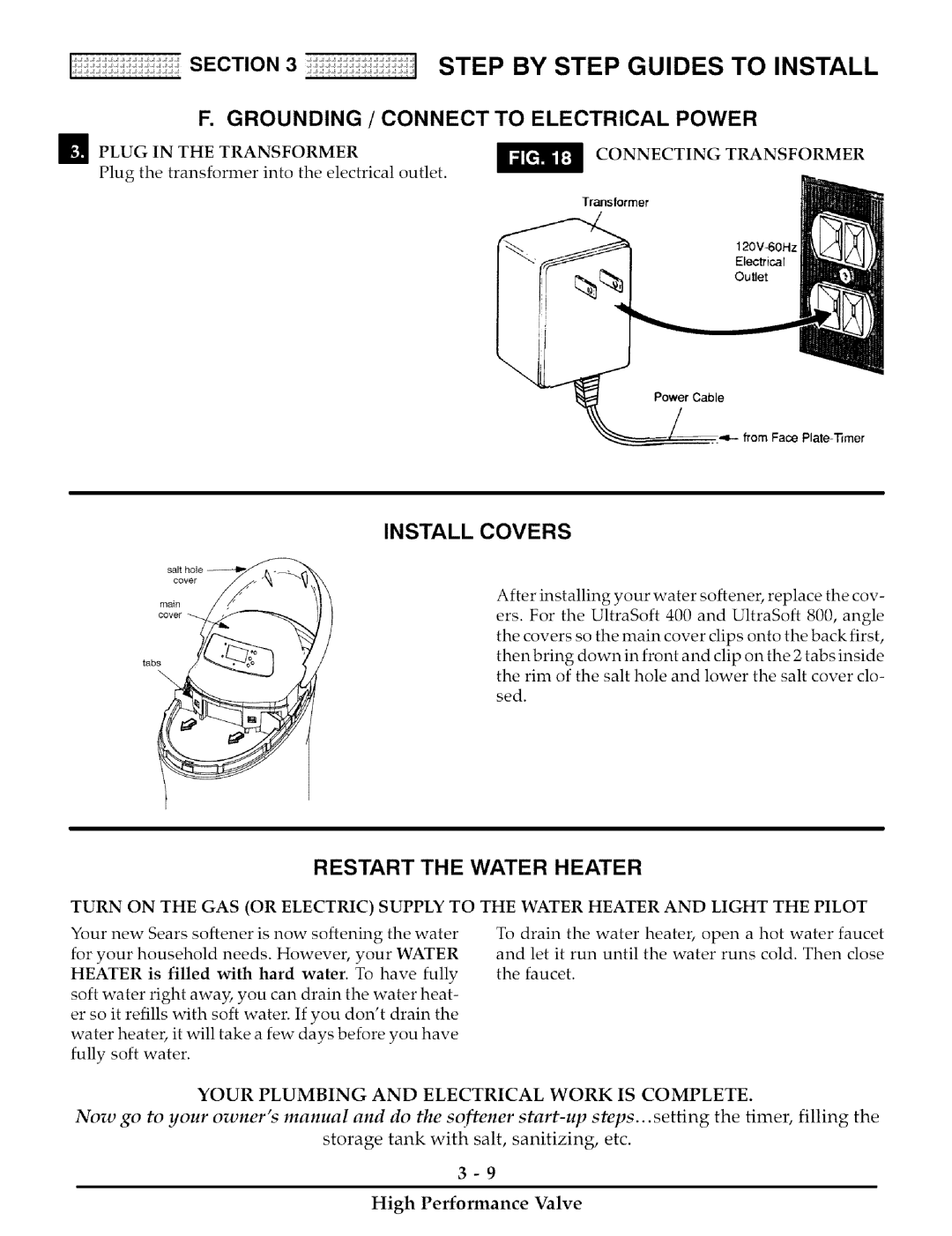 Kenmore 170, 275 installation manual Restart the Water Heater, Install Covers 