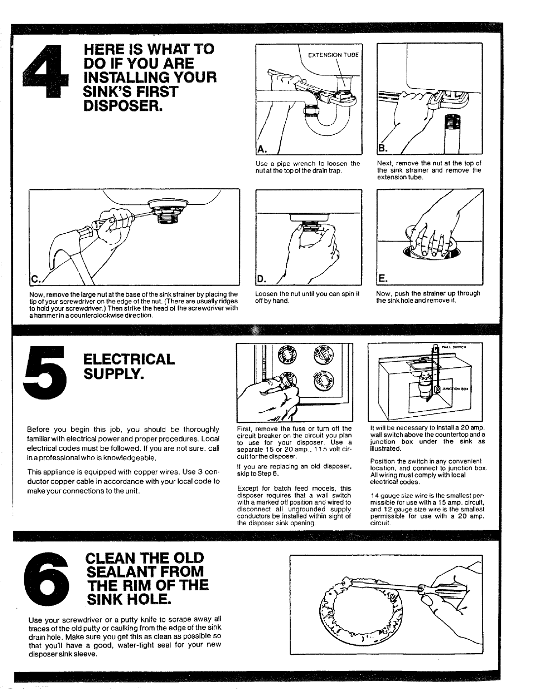 Kenmore 17568563 manual Sealant from RIM Clean the OLD Sink Hole, SUPPLY.@ Electrical, Now, push the strainer up through 