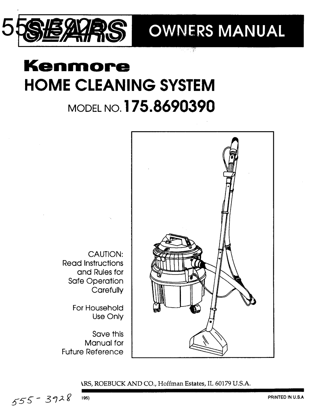 Kenmore 175.869039 manual Home Cleaning System 