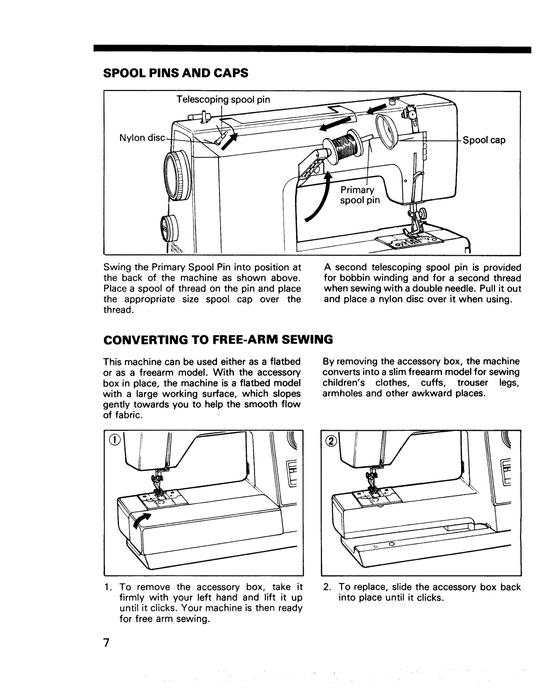 Kenmore 17920, 17922 manual Spool Pins and Caps, Converting, Sewing 