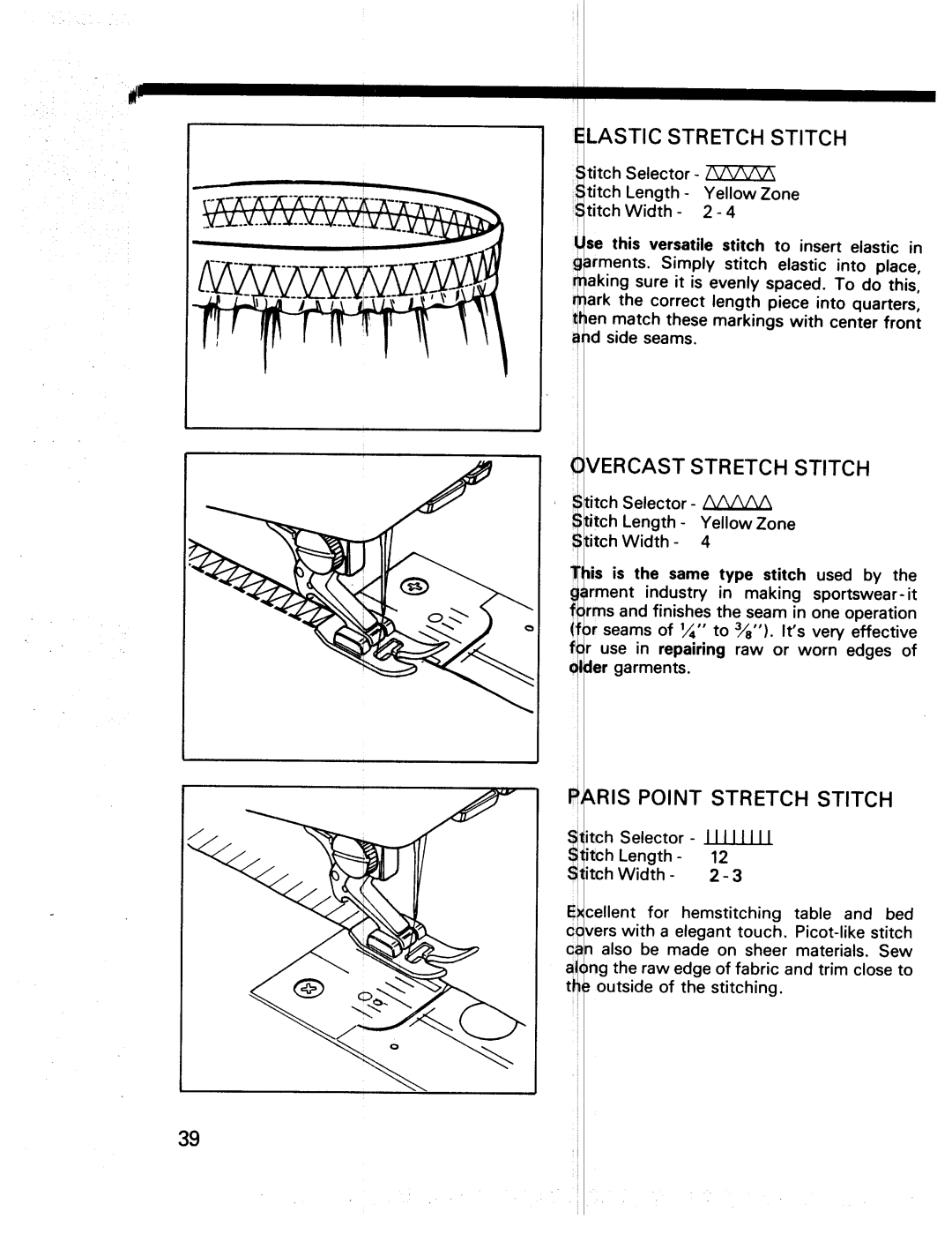 Kenmore 17920, 17922 manual Elastic Stretch Stitch, Point Stretch Stitch 