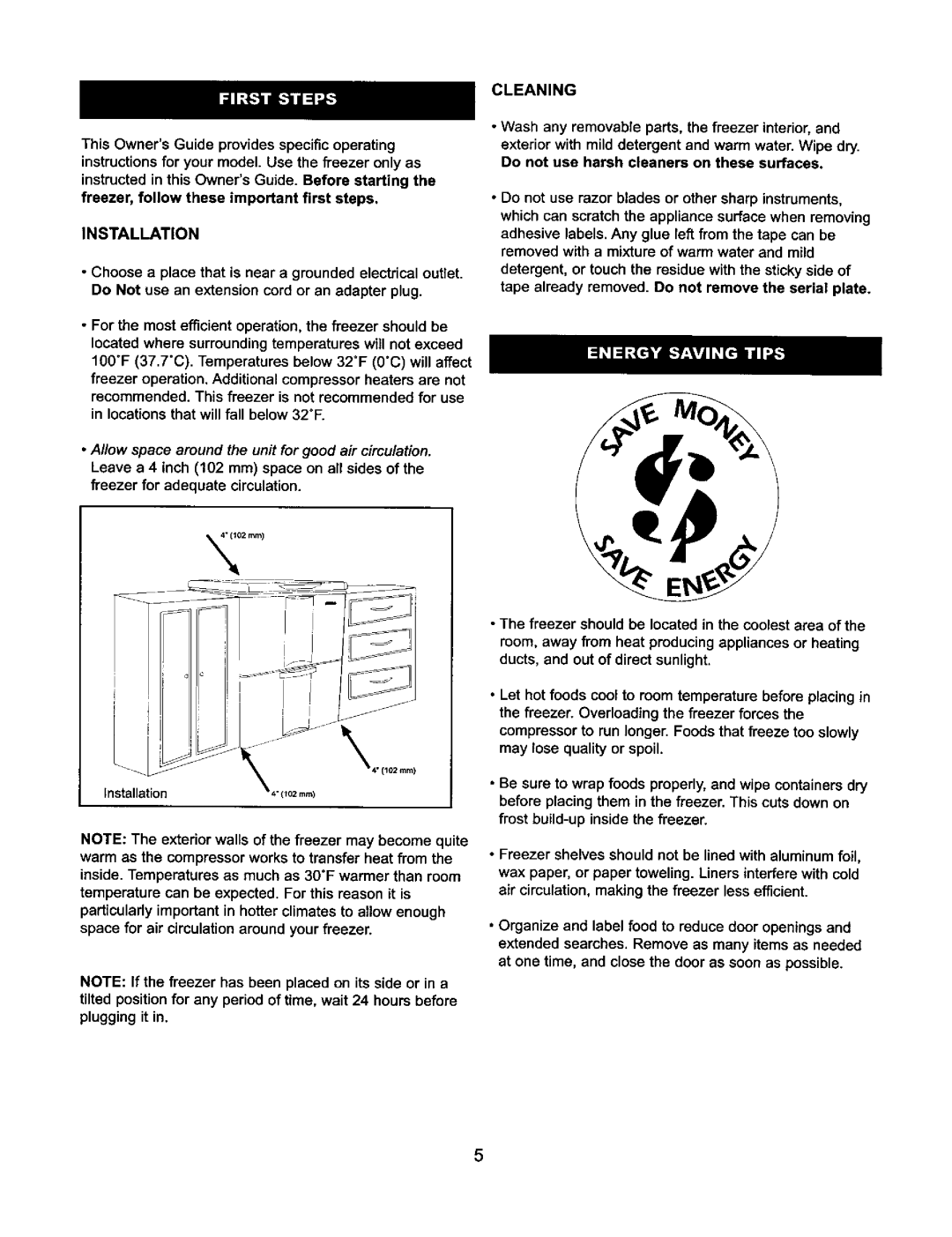 Kenmore 183.134013, 183.136013 manual Cleaning, Do not use harsh cleaners on these surfaces 