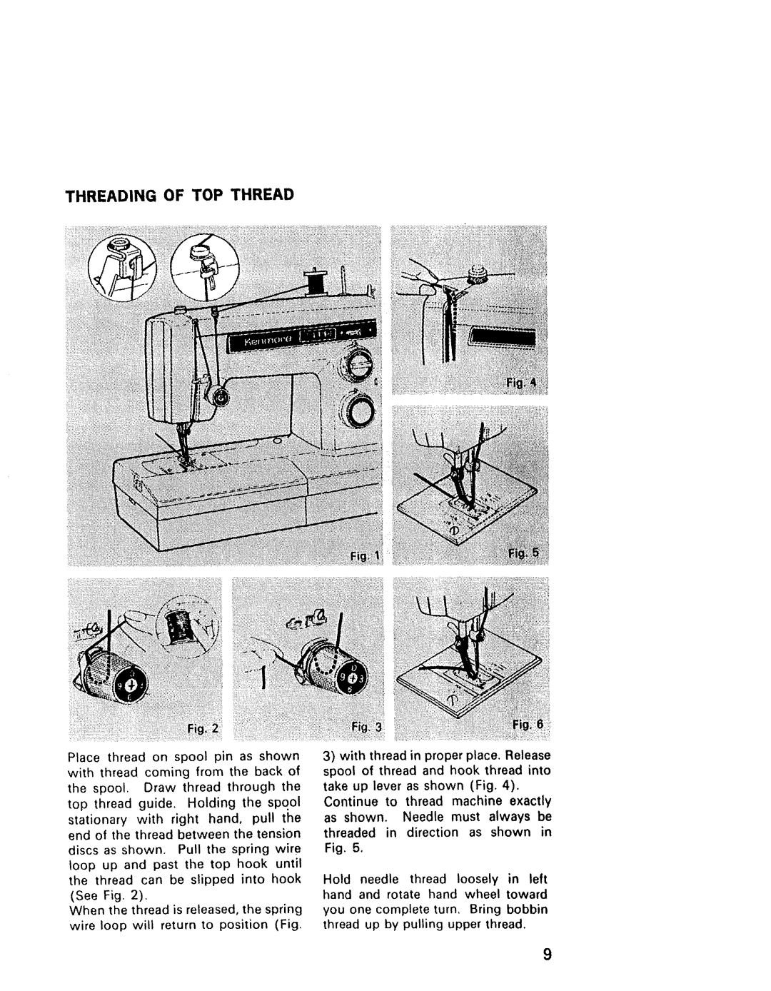 Kenmore 1430, 1940, 1941, 1641, 1625, 1431 manual Threading of TOP Thread 