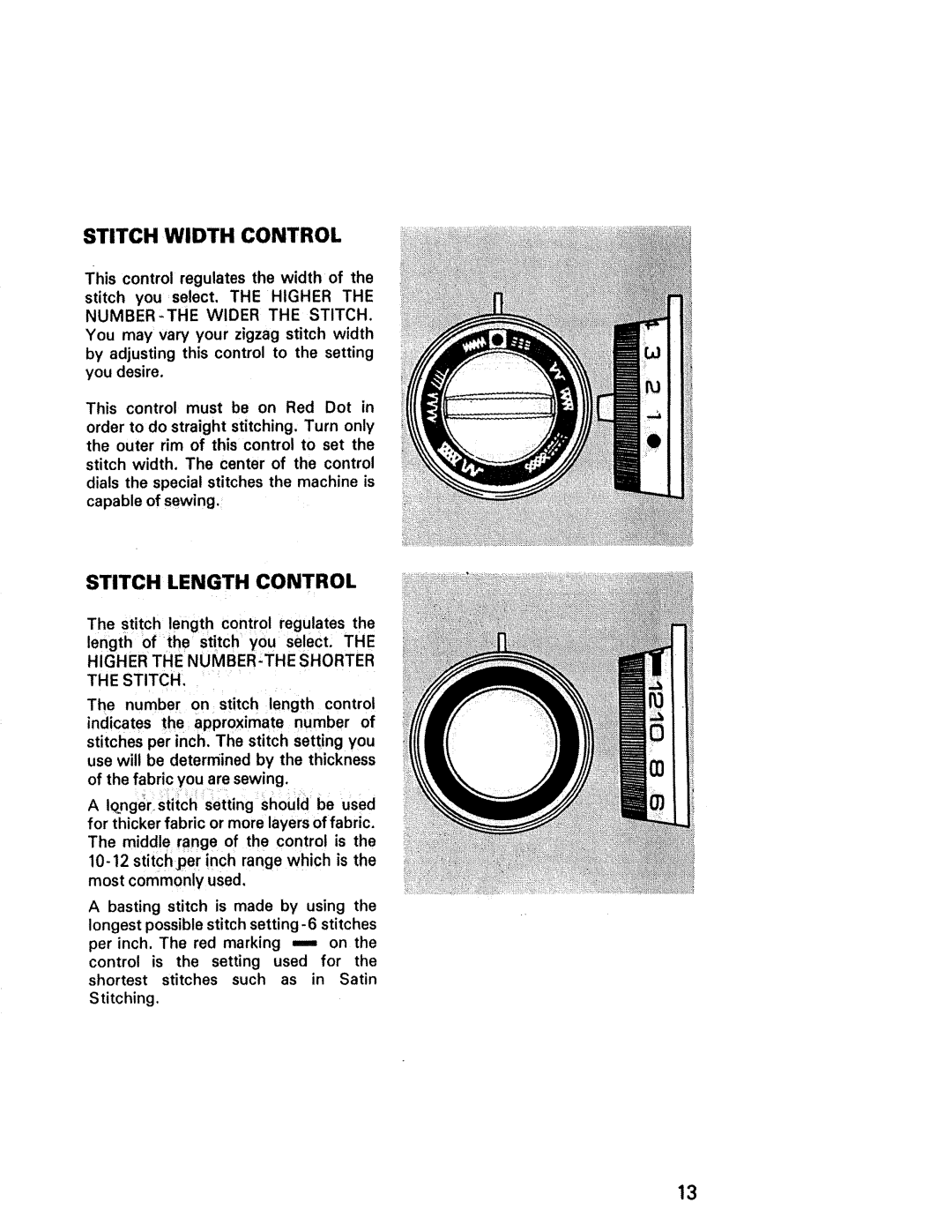 Kenmore 1641, 1940, 1941, 1625, 1430, 1431 manual Stitch Width Control, Stitch Length Control 