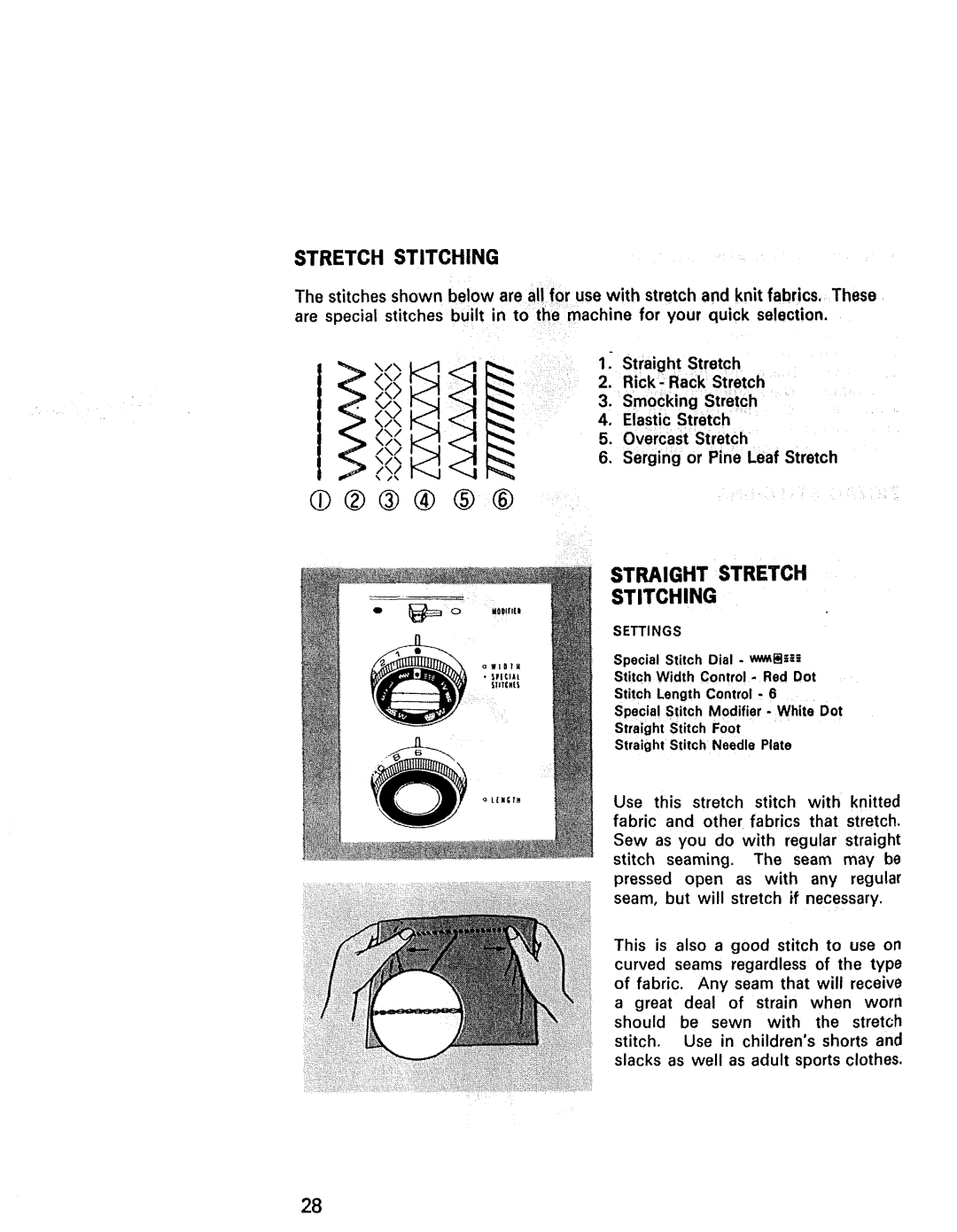 Kenmore 1431, 1940, 1941, 1641, 1625, 1430 manual Straight Stretch Stitching 