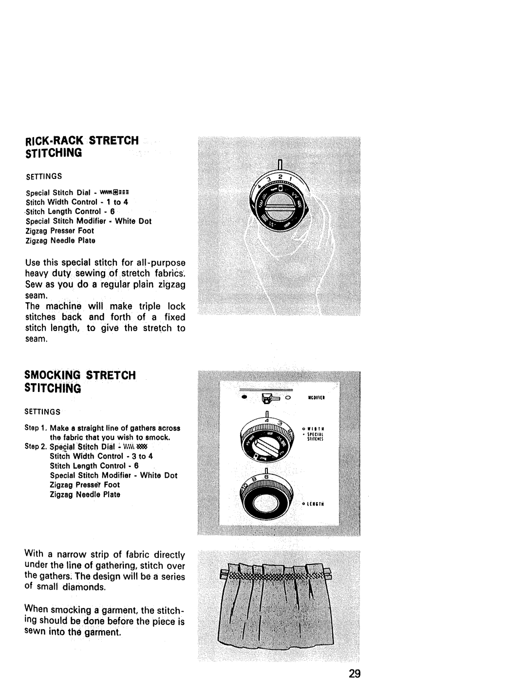 Kenmore 1940, 1941, 1641, 1625, 1430, 1431 manual Smocking Stretch Stitching, RICK-RACK Stretch Stitching 