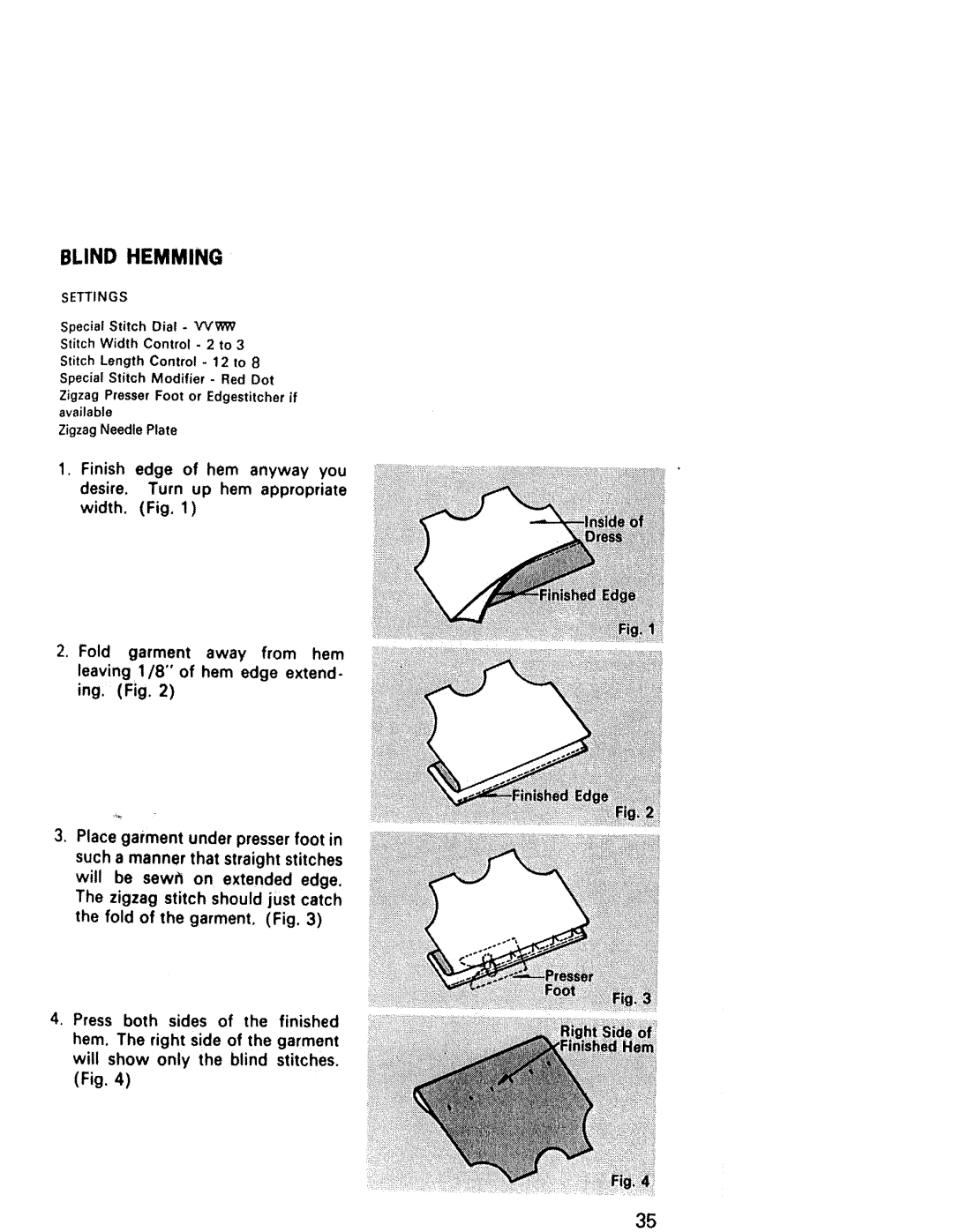 Kenmore 1940, 1941, 1641, 1625, 1430, 1431 manual Blind Hemming 