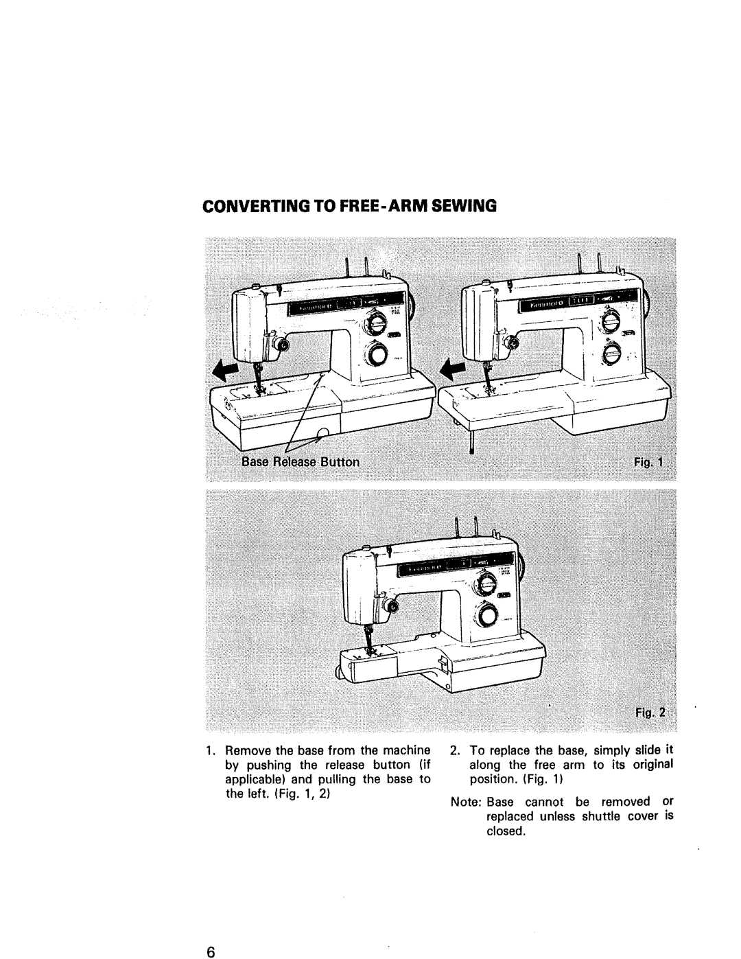 Kenmore 1941, 1940, 1641, 1625, 1430, 1431 manual Converting to FREE-ARM Sewing 