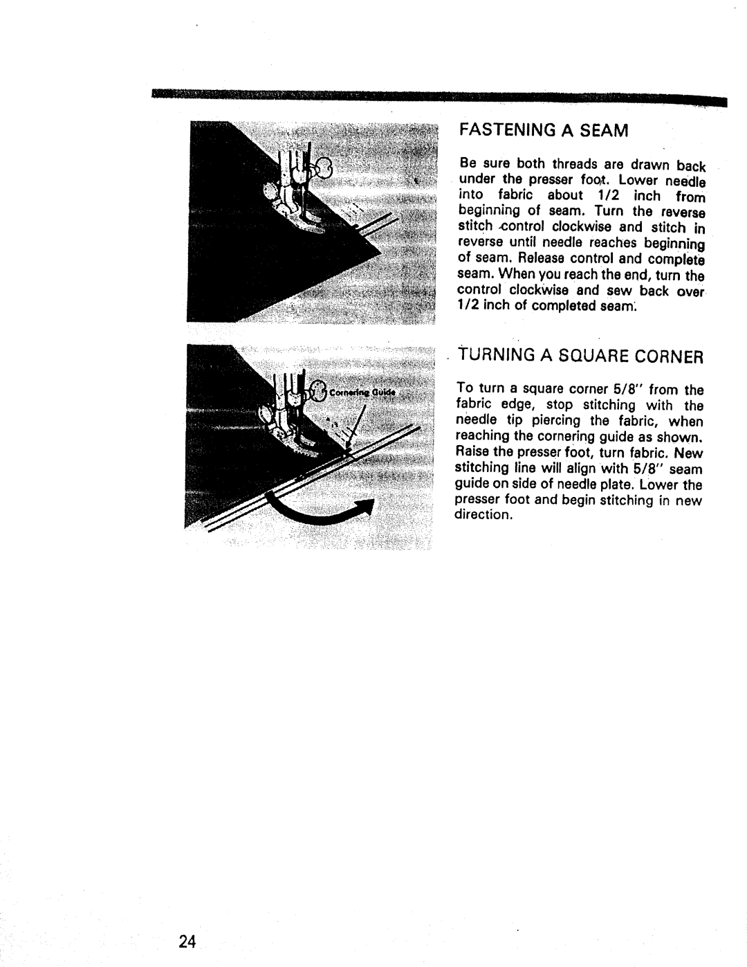 Kenmore 1660, 1947, 1357 manual Turning a Square Corner 