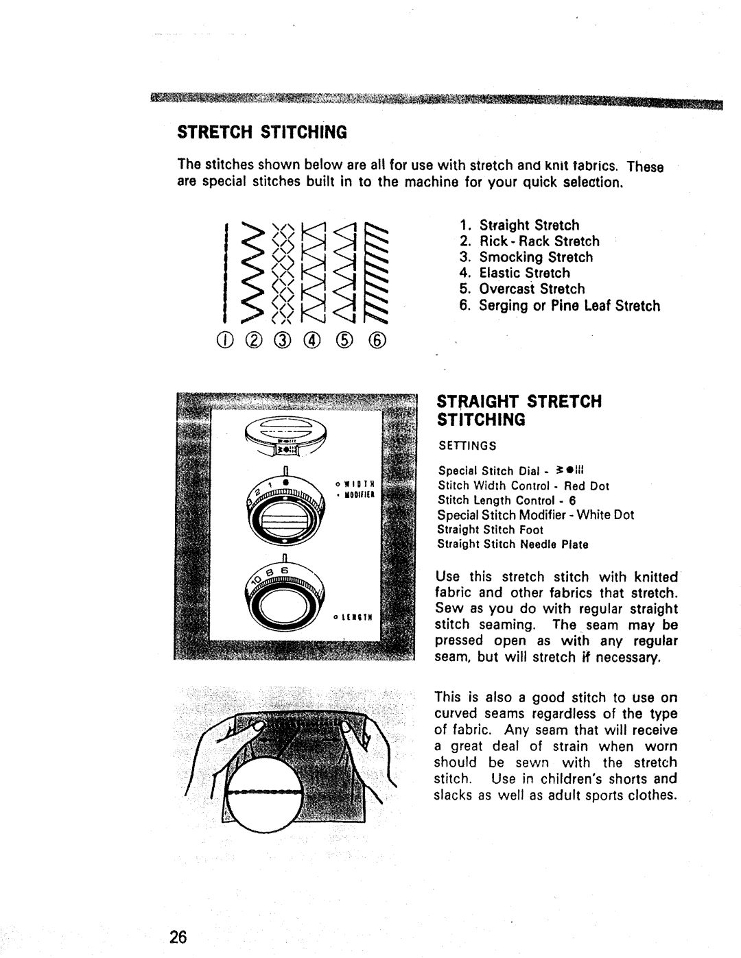 Kenmore 1947, 1660, 1357 manual Straight Stretch Stitching 