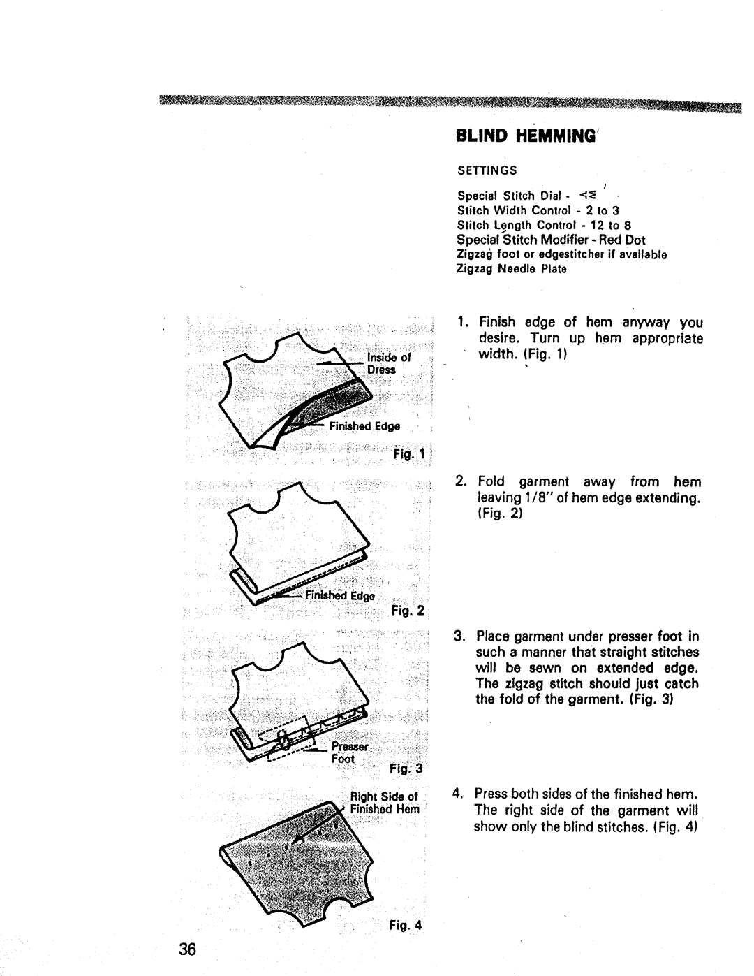 Kenmore 1660, 1947, 1357 manual Blind Hemming 