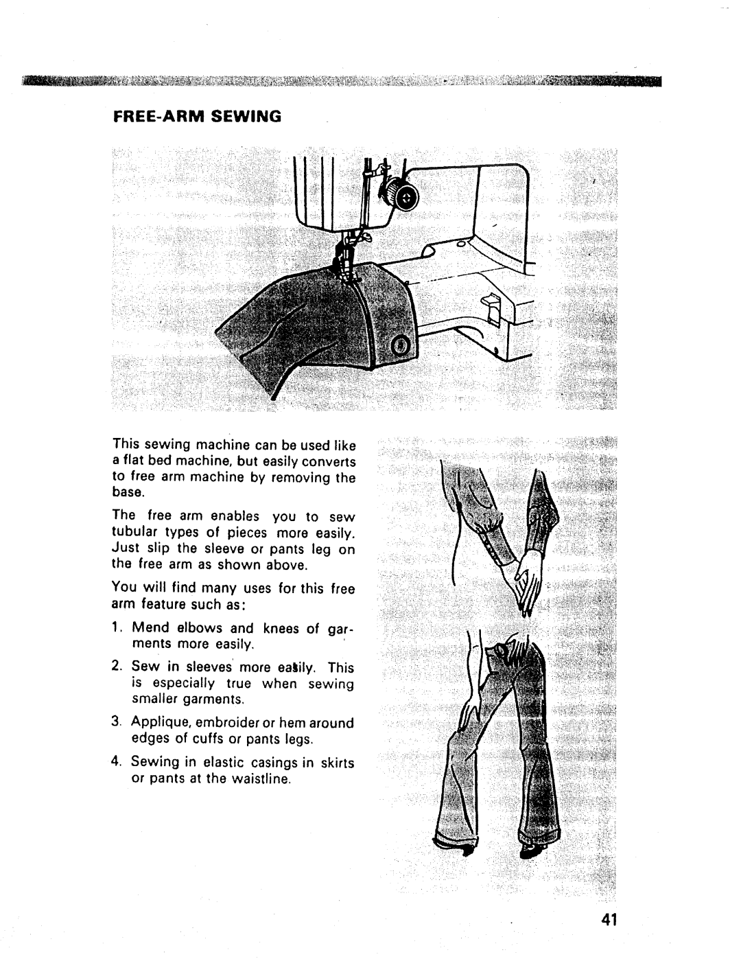 Kenmore 1947, 1660, 1357 manual FREE-ARM Sewing, Mend elbows and knees of gar 