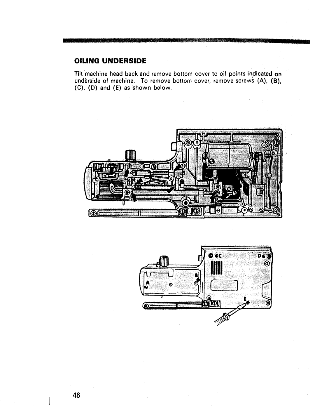 Kenmore 1357, 1947, 1660 manual Oiling Underside 