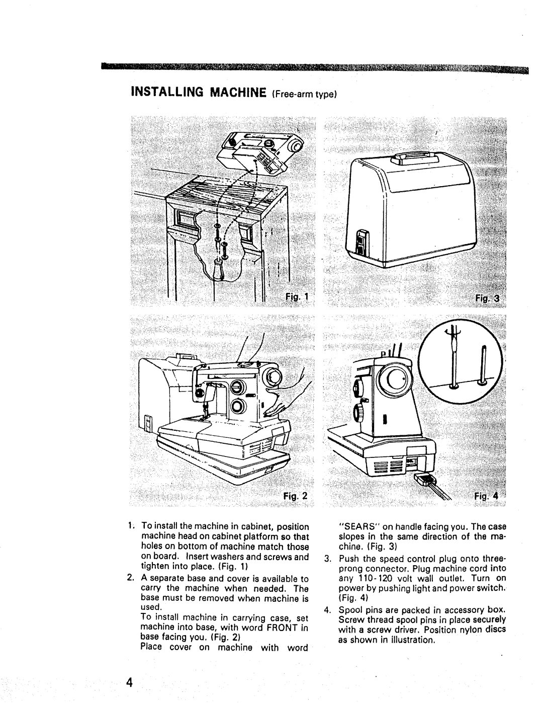 Kenmore 1357, 1947, 1660 manual Installing Machine Free-armtype 