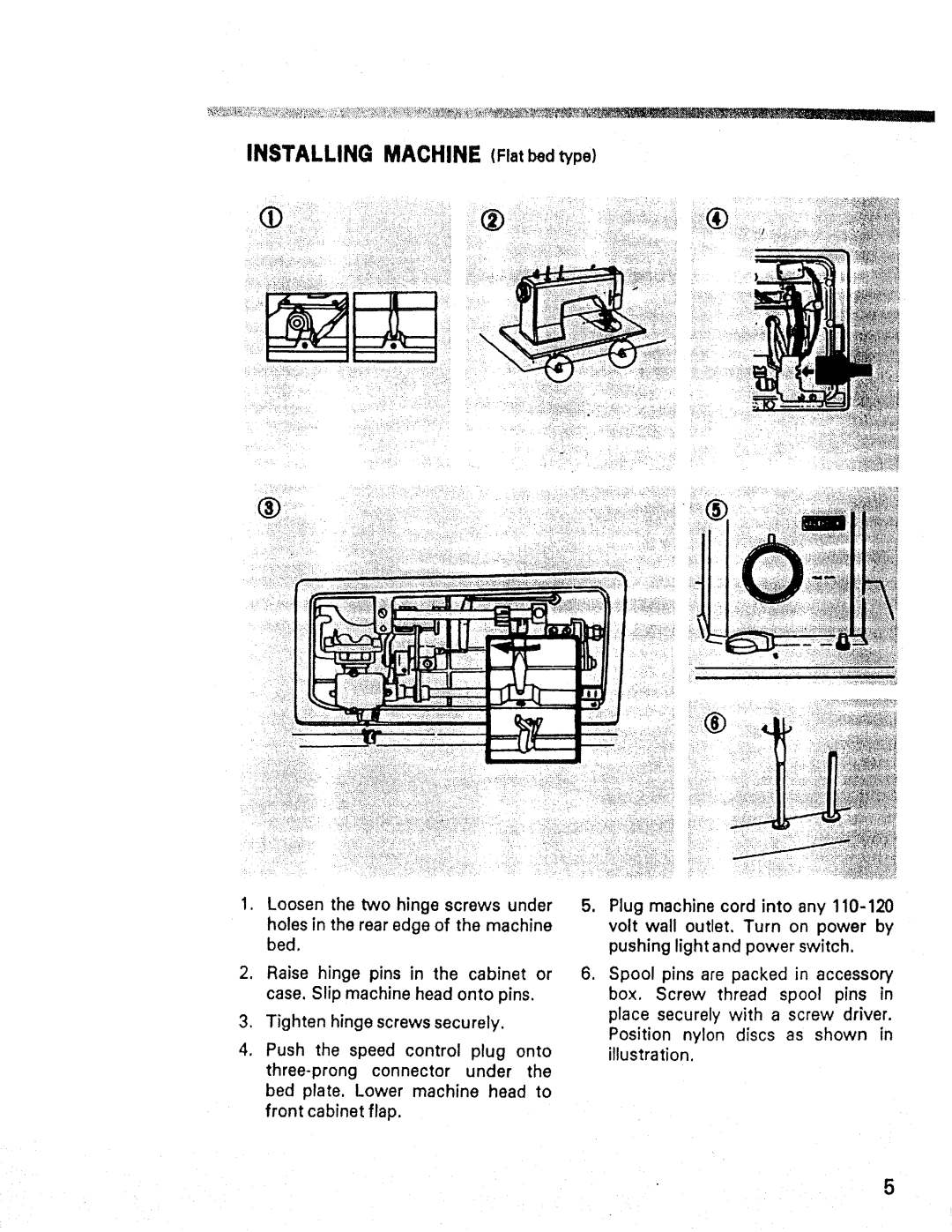 Kenmore 1947, 1660, 1357 manual Installing Machine Flat bed type 